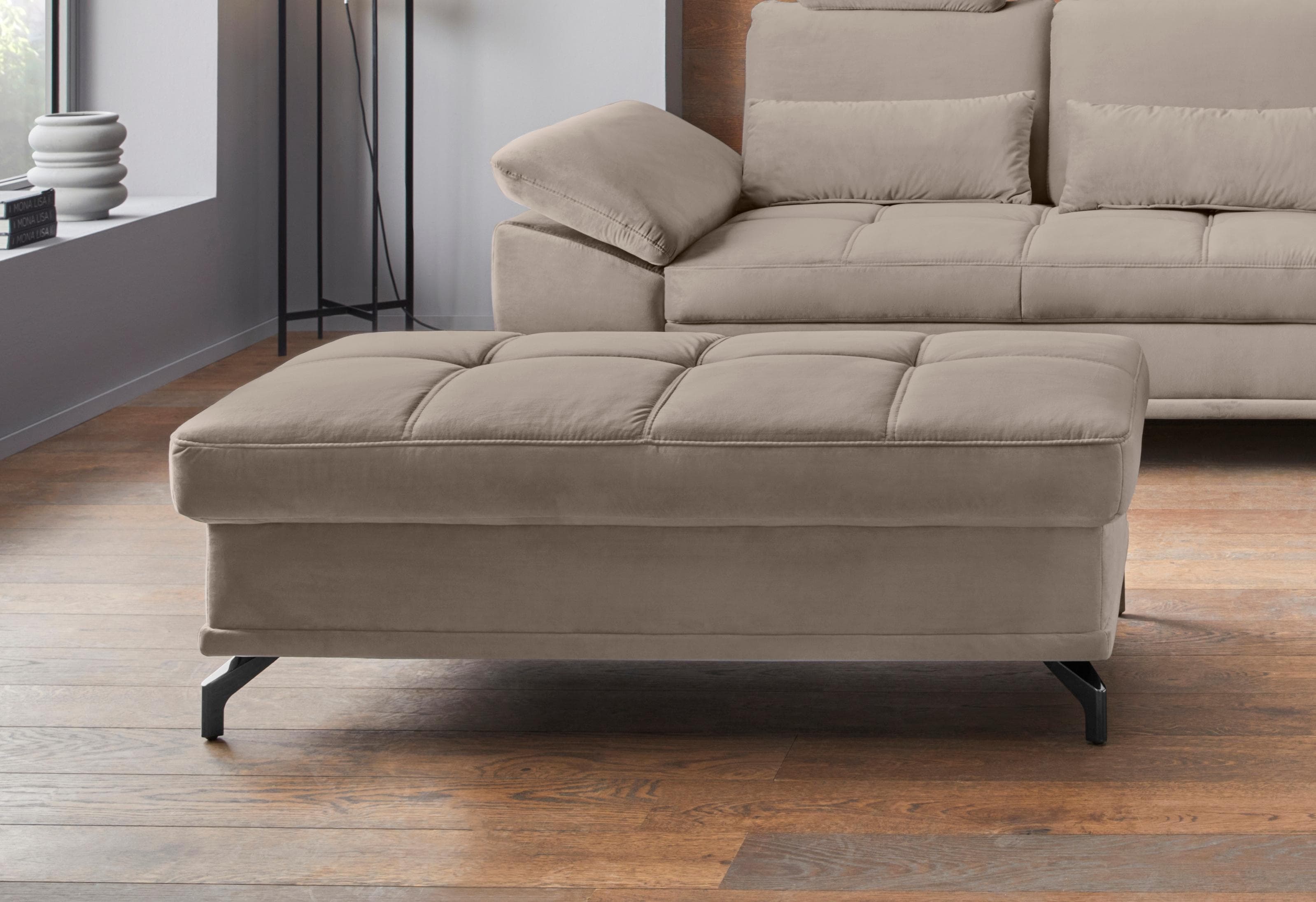 Stilvoller Polsterhocker in 3 Bezugsqualitäten