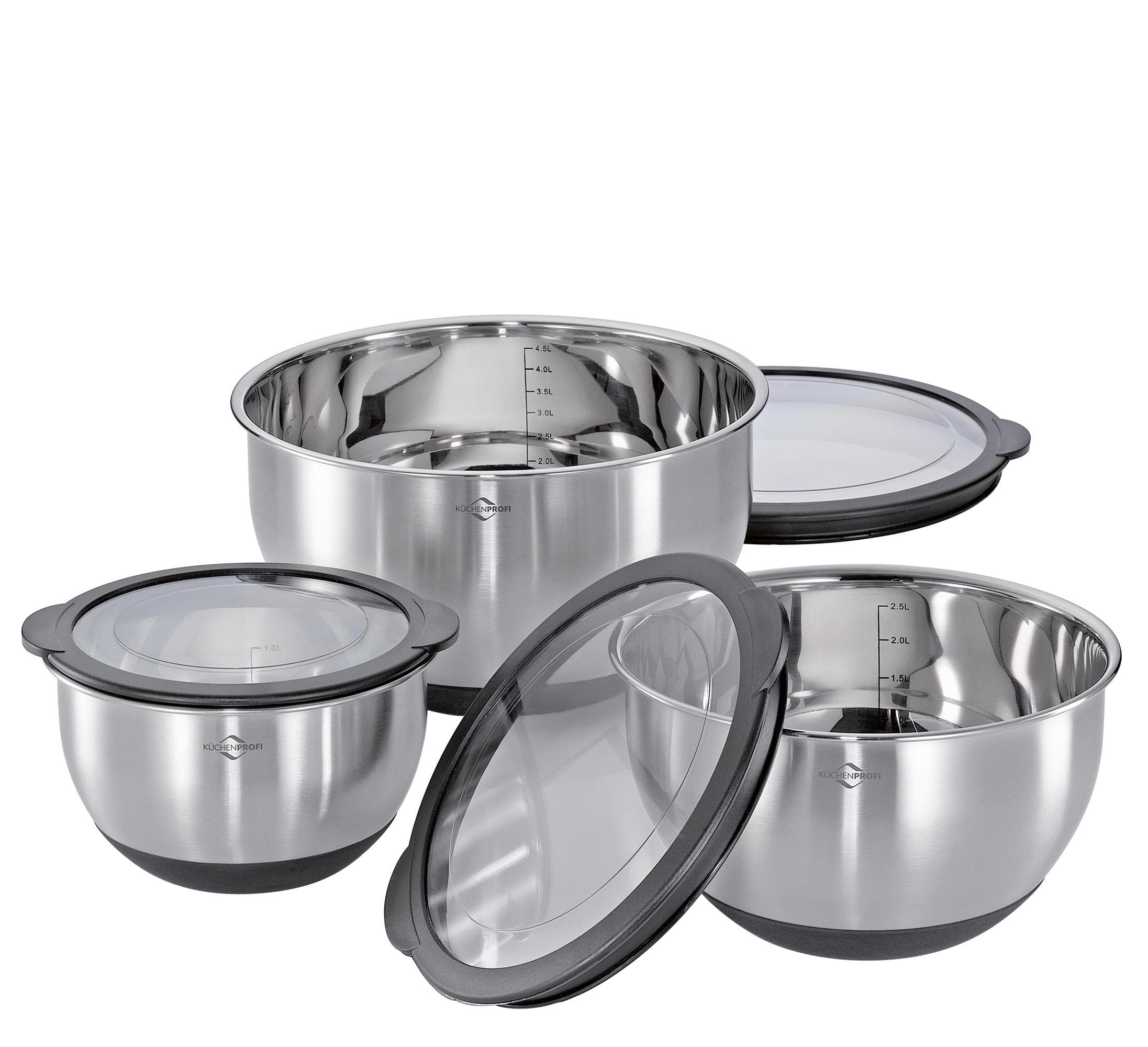 Schüssel-Set KÜCHENPROFI DELUXE Schwarz/Silber