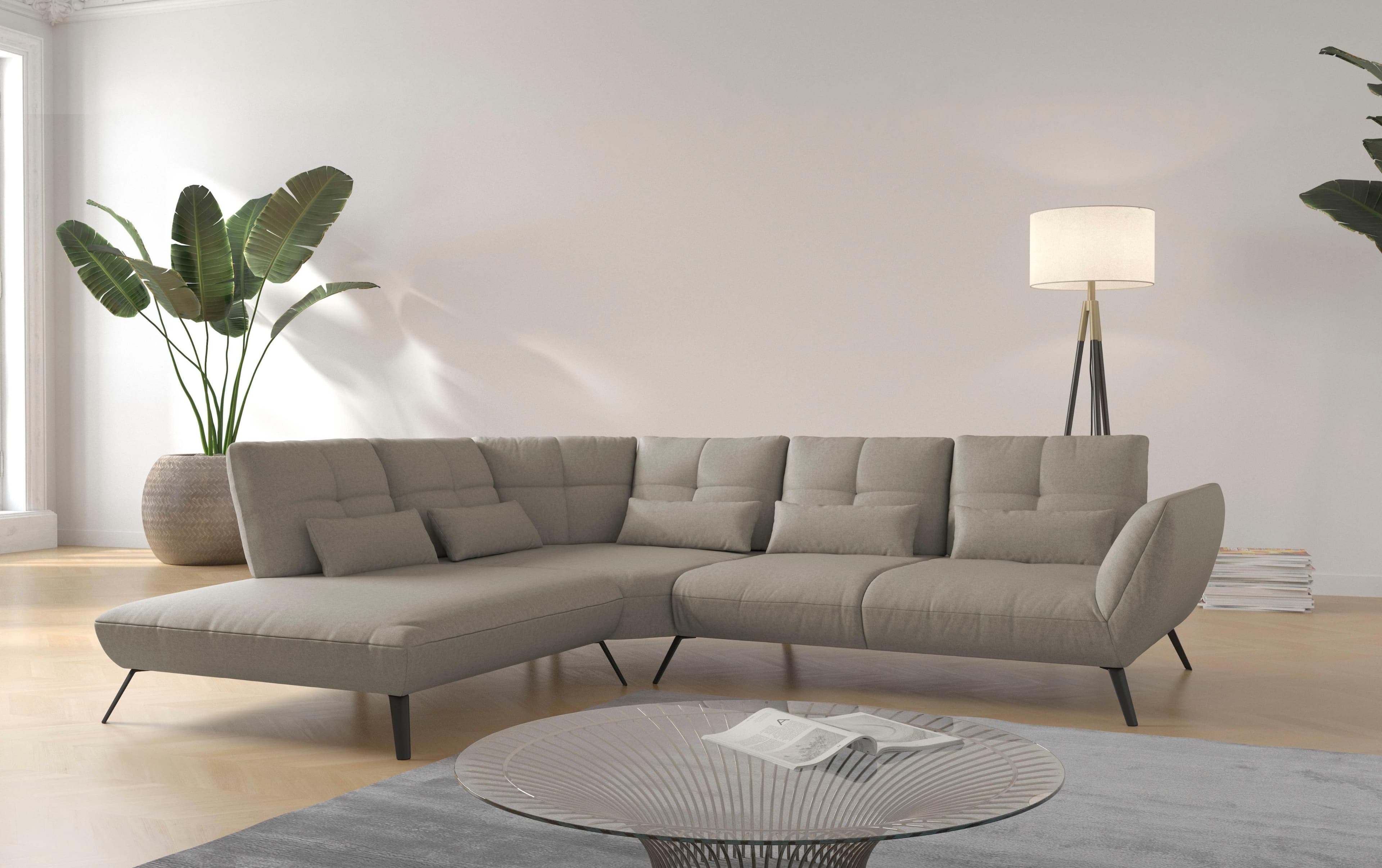 Places of Style Ecksofa Mikado L-Form Beige, Handgefertigt
