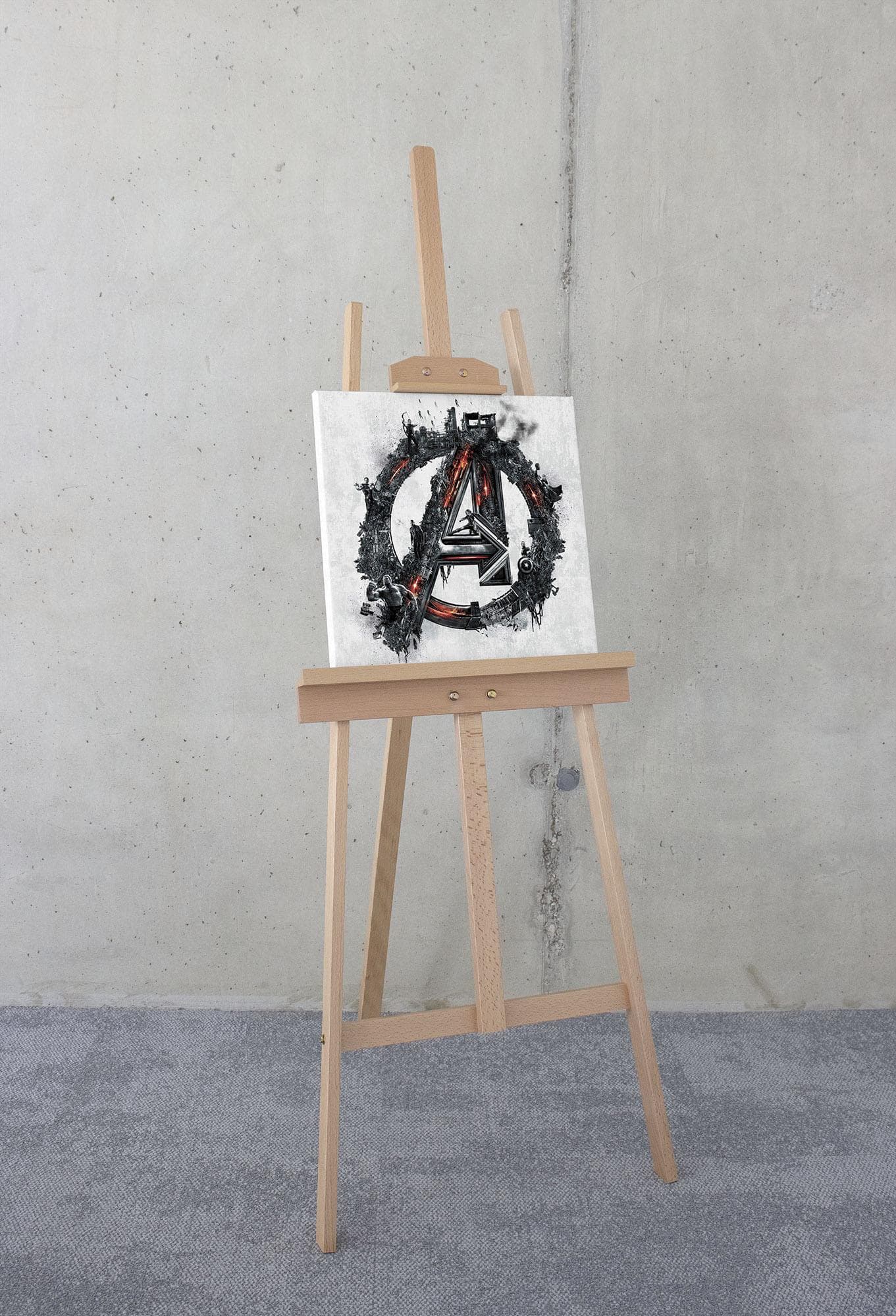 Komar Avengers Big A Logo Leinwandbild 40x40 cm
