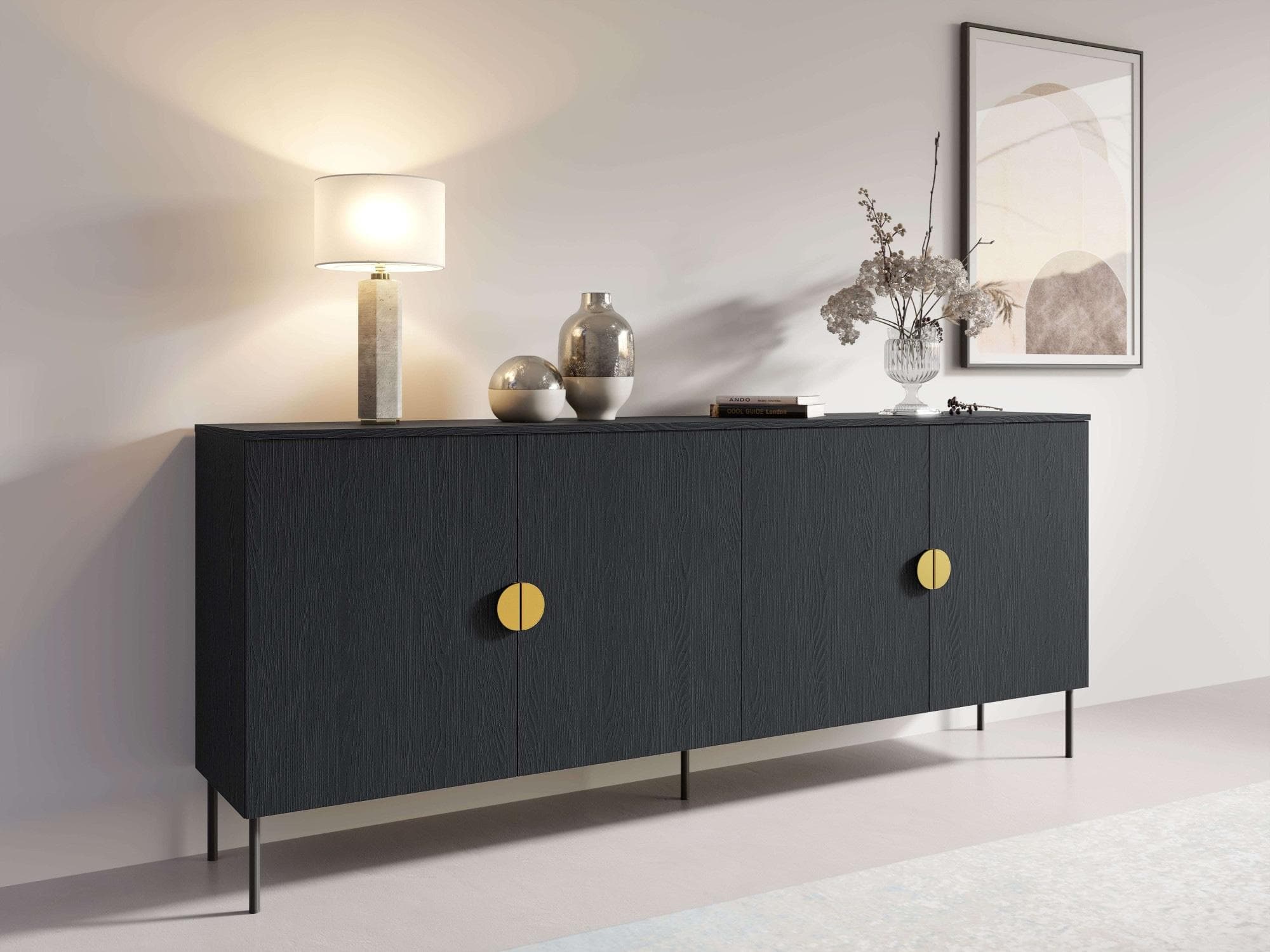 Home Affaire Kommode BELLOT Sideboard 4 Fächer 4 Türen 213x40x87,6 cm
