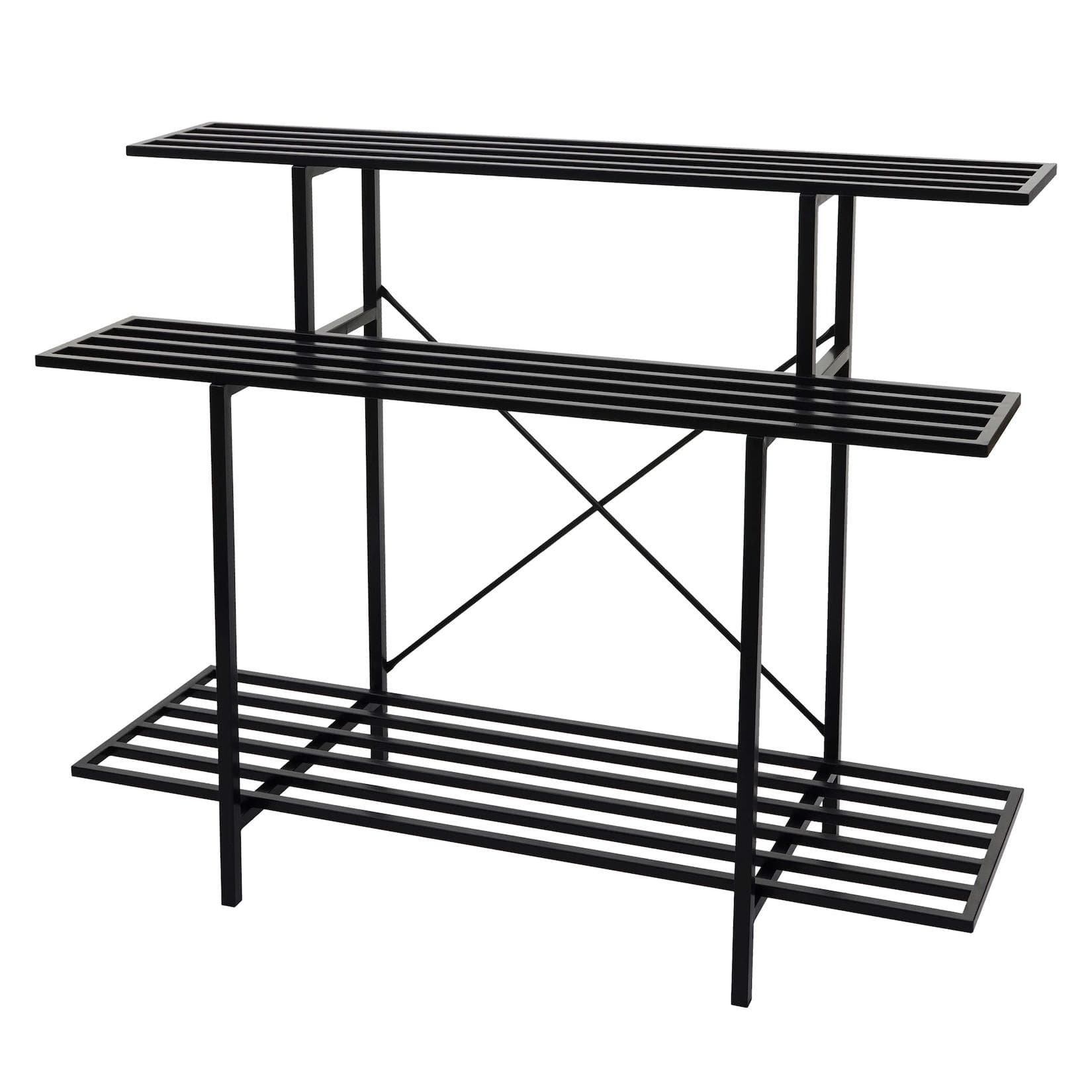 Pflanzenregal MCW-G32 Blumentreppe Stahl Schwarz