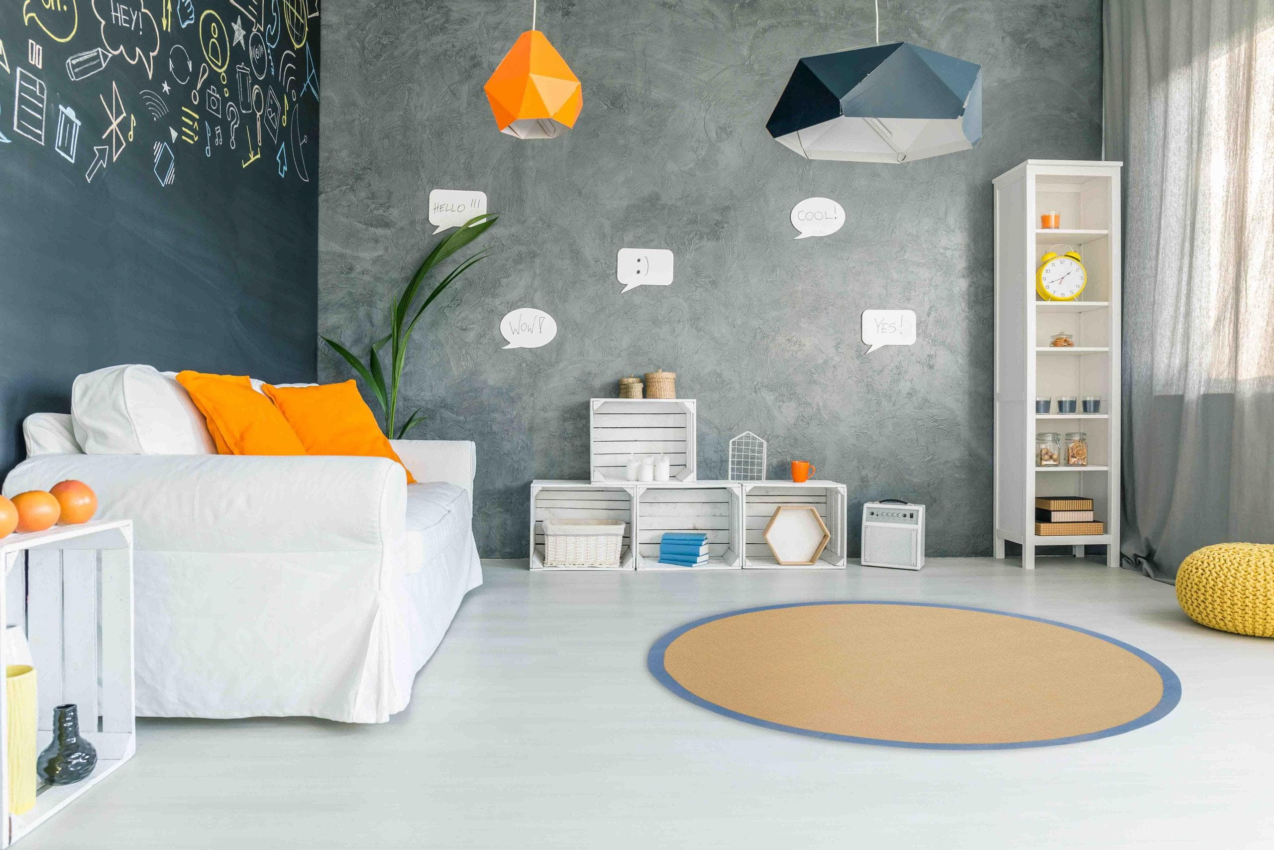 Sisalteppich CARPETFINE Sisal Blau mit Bordüre