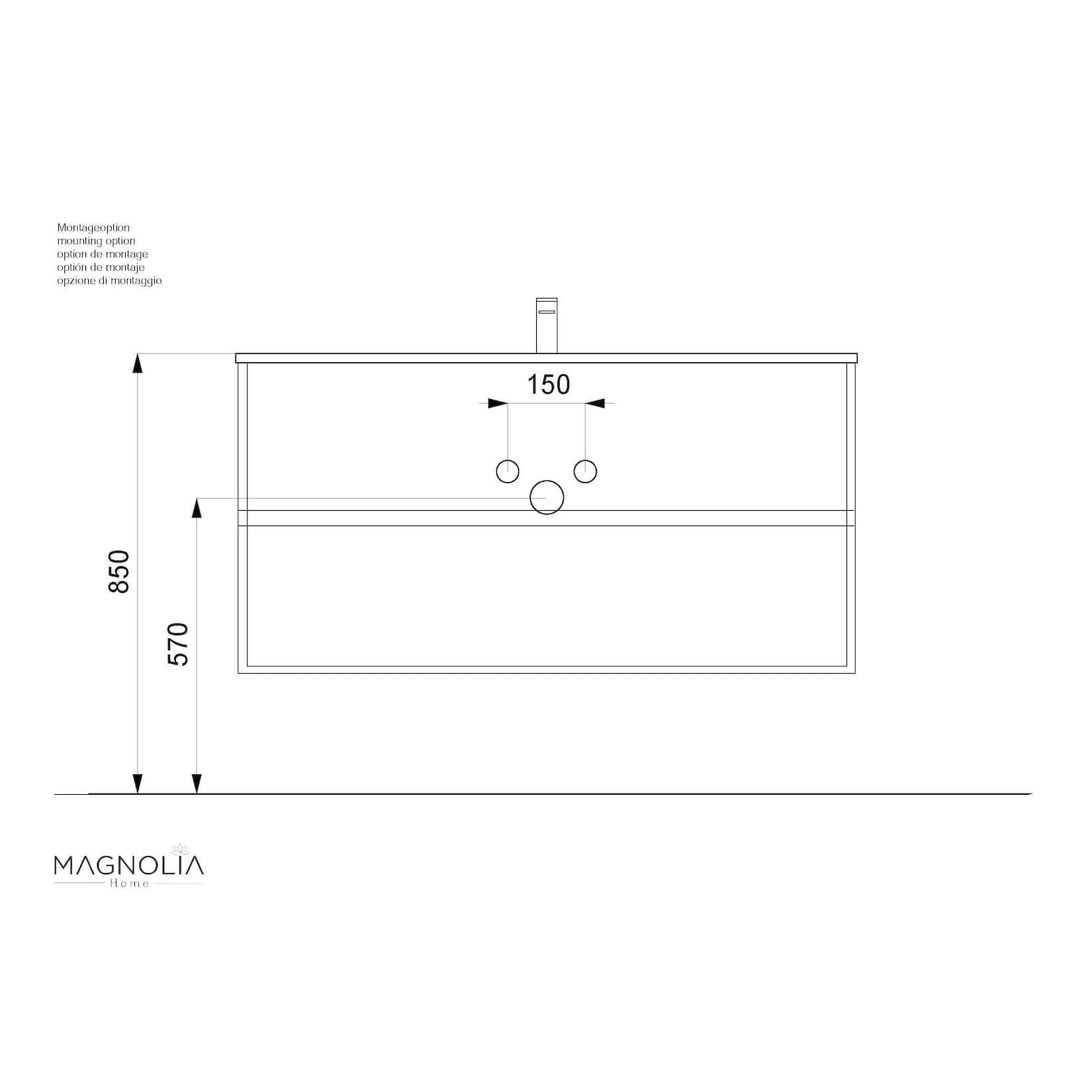 Posseik Badmöbel Limes Waschtisch 120cm 2 Greifraum SoftClose Auszüge Weiß