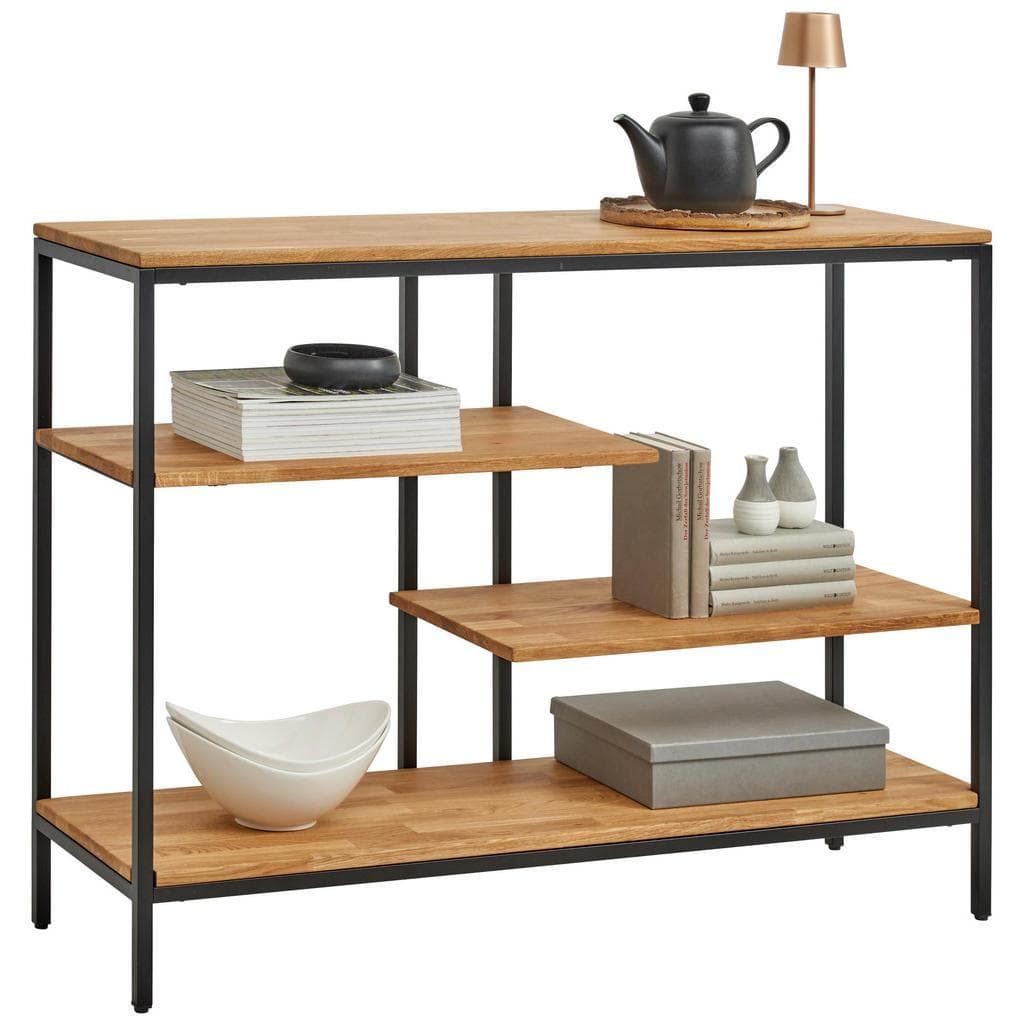 Landscape Regal Schwarz Eiche Massiv 4 Fächer