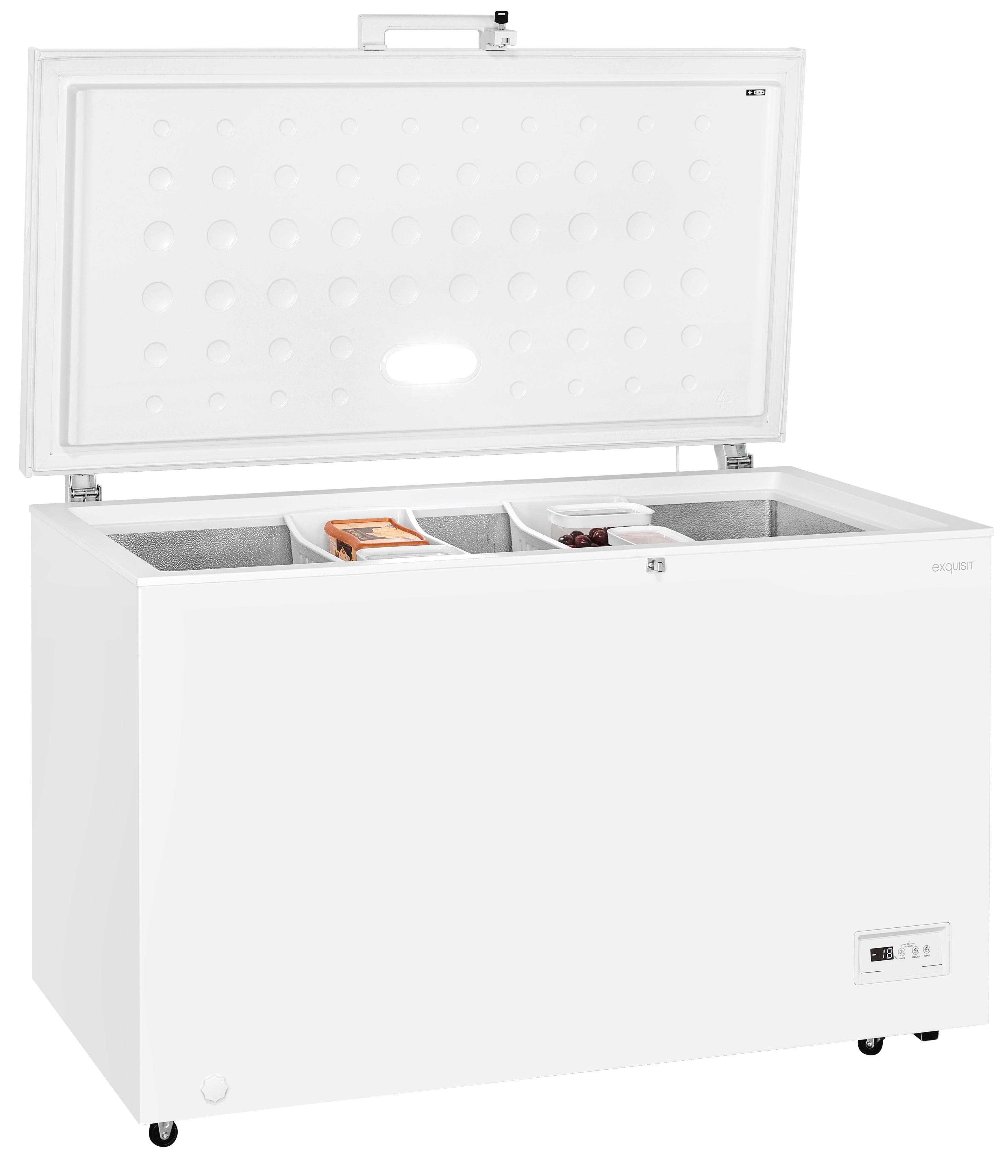 EXQUISIT Gefriertruhe GT400-HE-041E 4-Sterne Weiß LED-Innenbeleuchtung