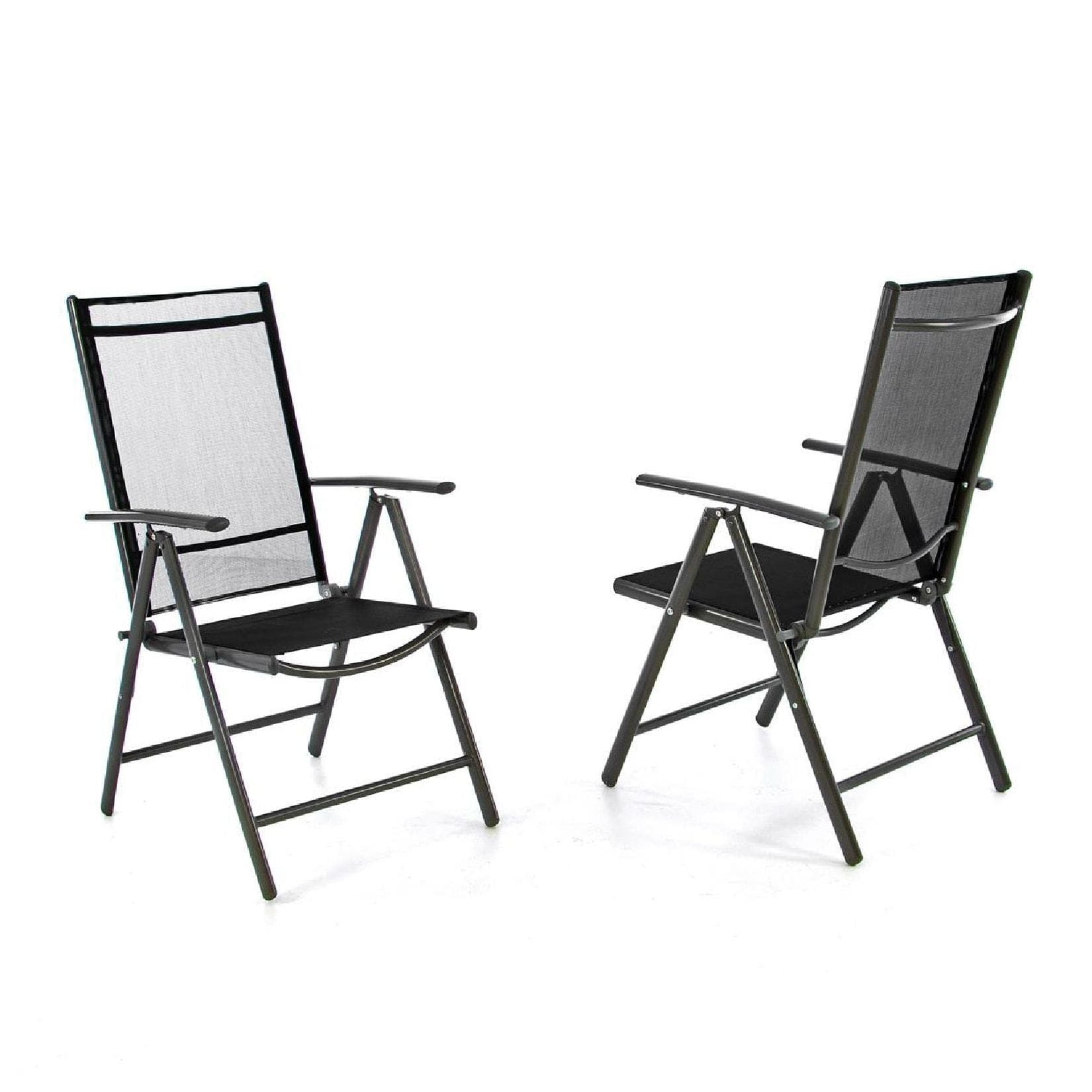 VCM Aluminium Gartenstuhl Klappstuhl Textilene Schwarz