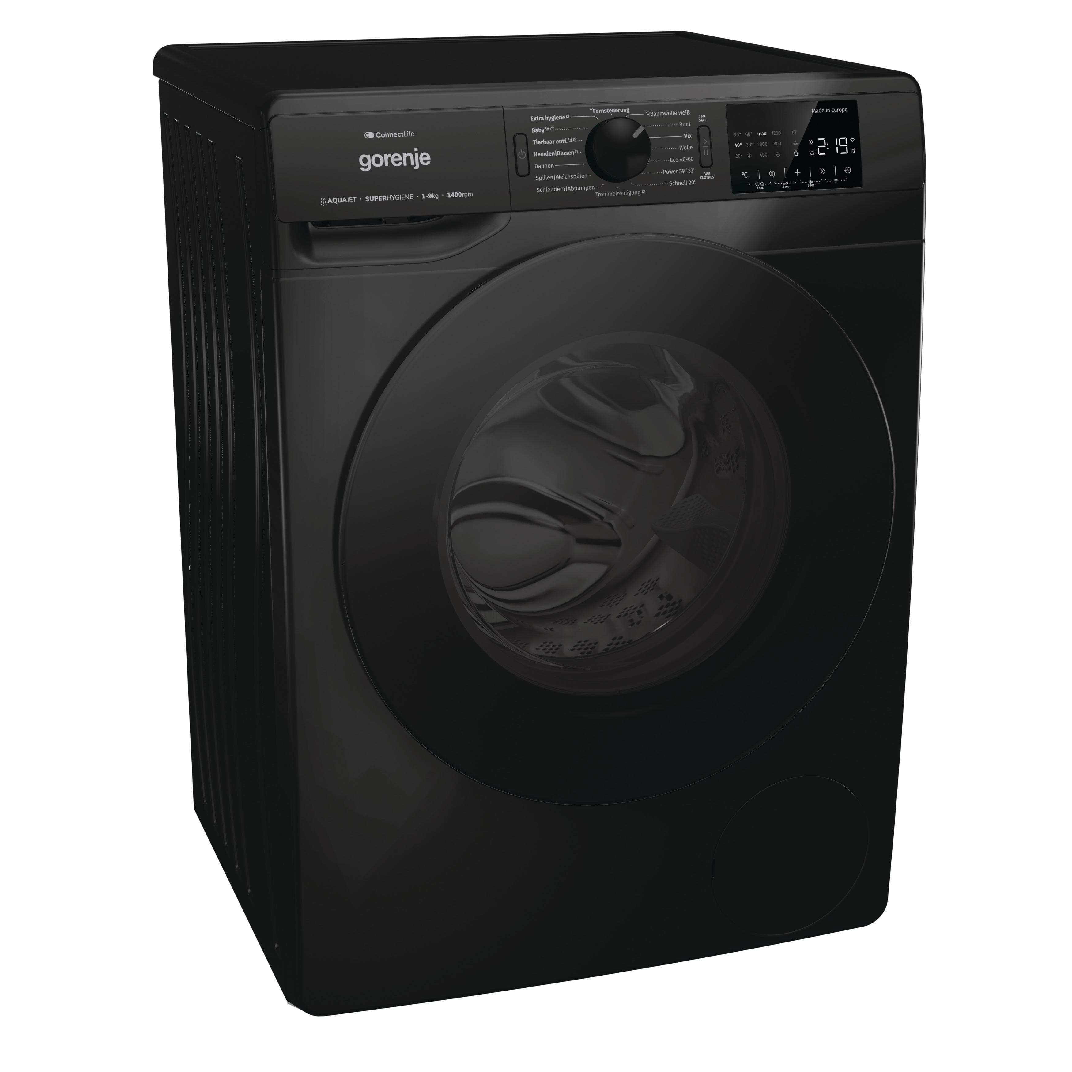 GORENJE Waschmaschine WPNEI94A1DTSB Frontlader 9 kg Schwarz