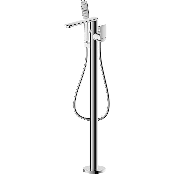 Freistehende Wannenfüllarmatur aus Chrom