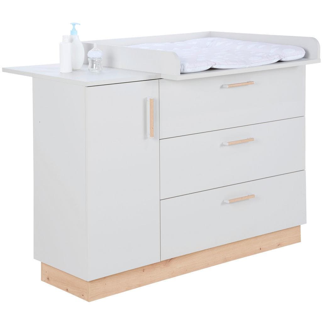 Jimmylee Wickelkommode Leo Grau Kunststoff 3 Schubladen Wickelaufsatz