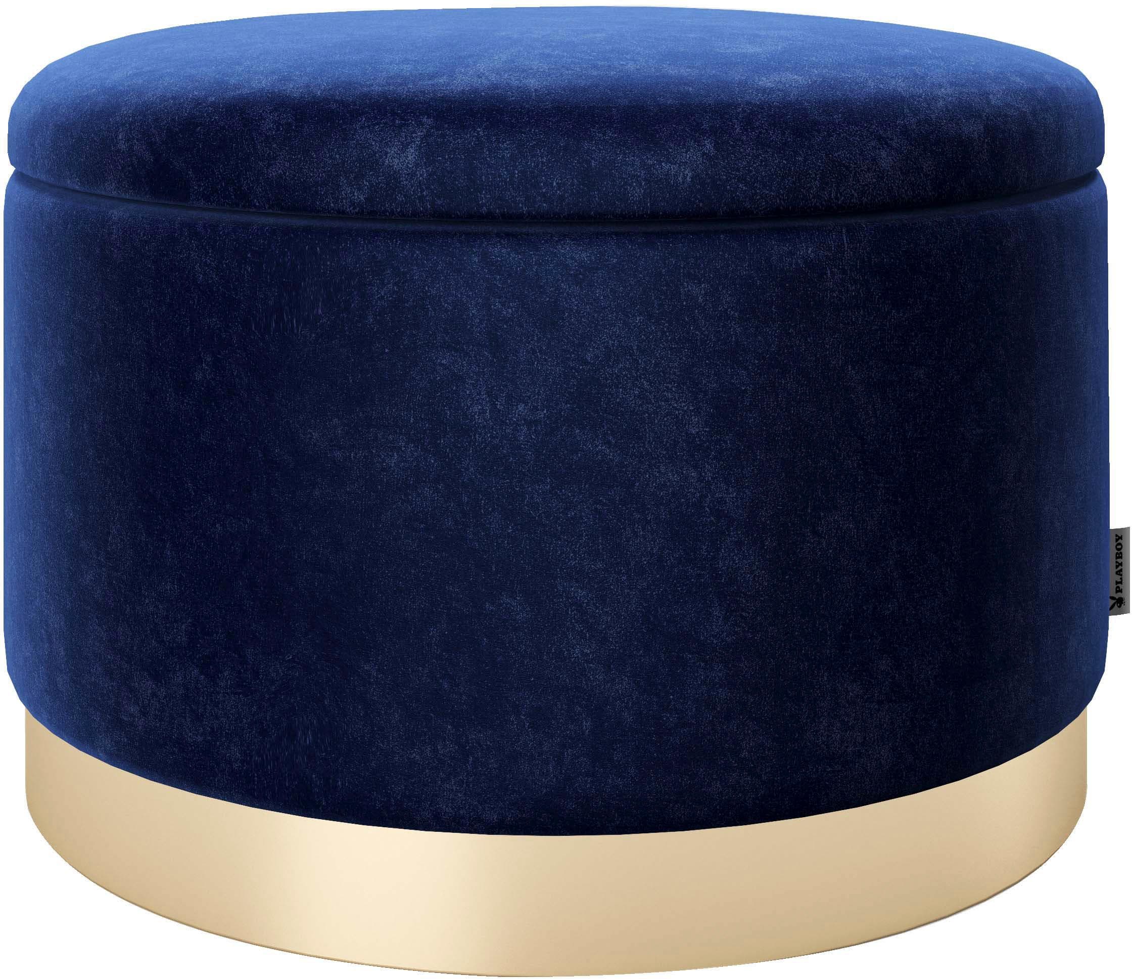 PLAYBOY SUE Pouf Dunkelblau Samt Abnehmbarer Deckel