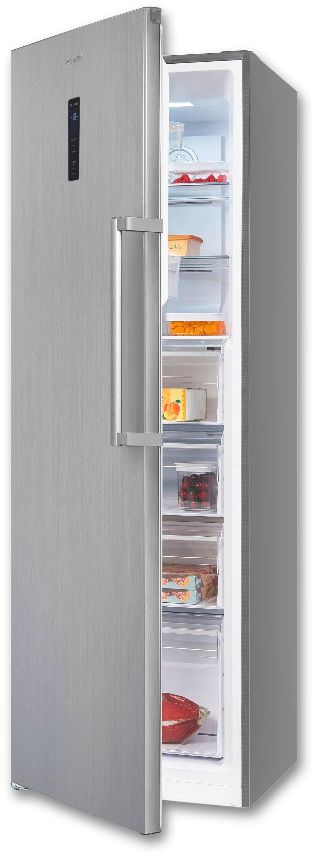 EXQUISIT Gefrierschrank GS295-NF-H-040D Silber Edelstahl 274L NoFrost