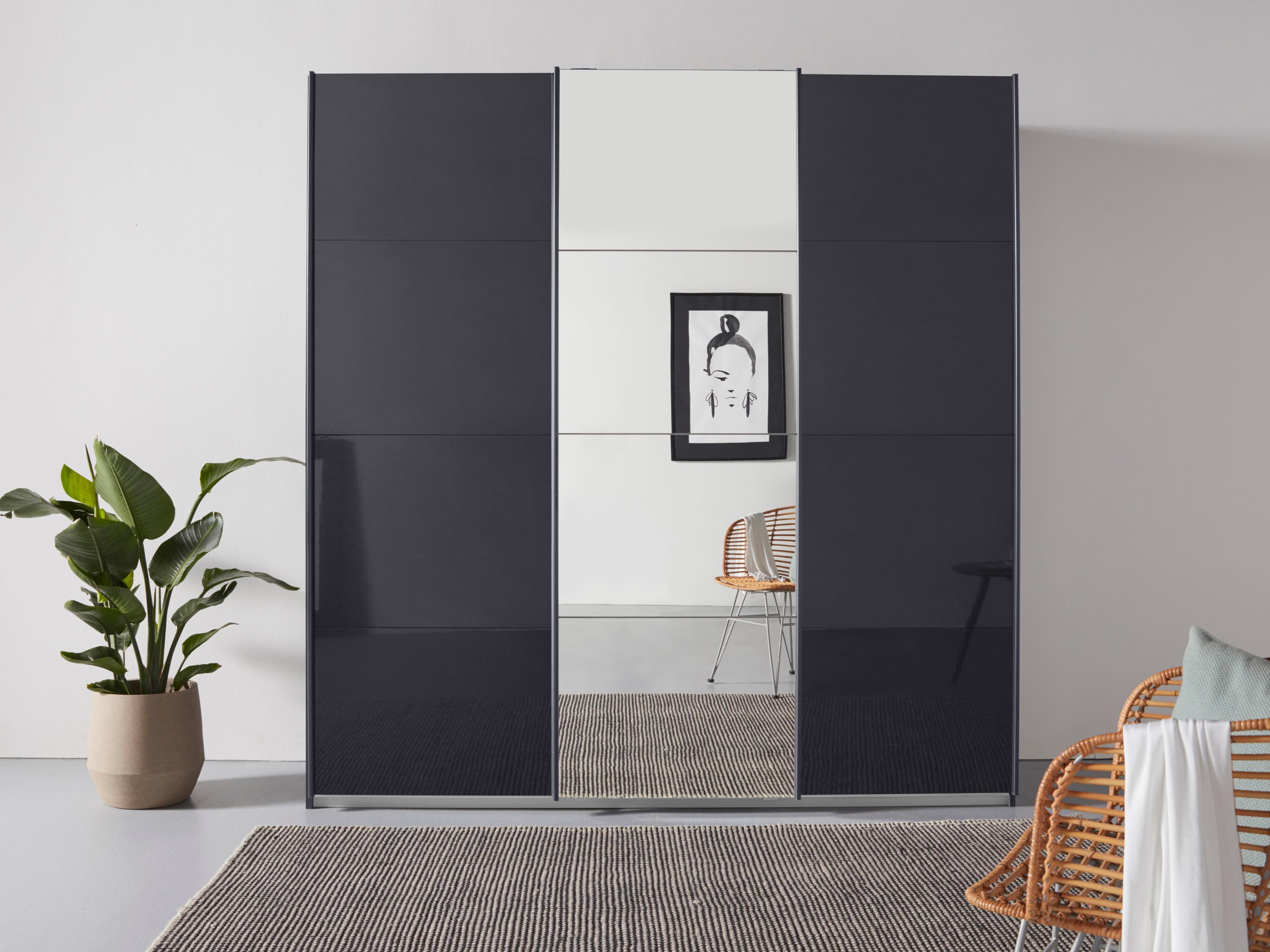 Rauch Oteli Schwebetürenschrank mit Spiegel und Inneneinteilung