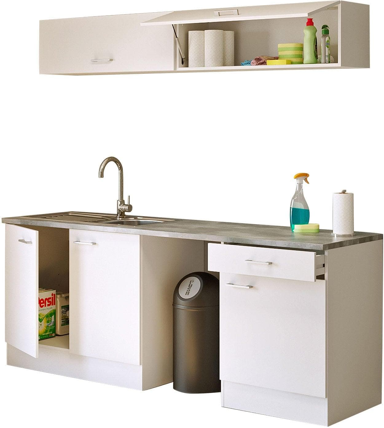 Flex-Well Mehrzweckschrank-Set Weiß Komplett-Set inkl. Einbauspüle