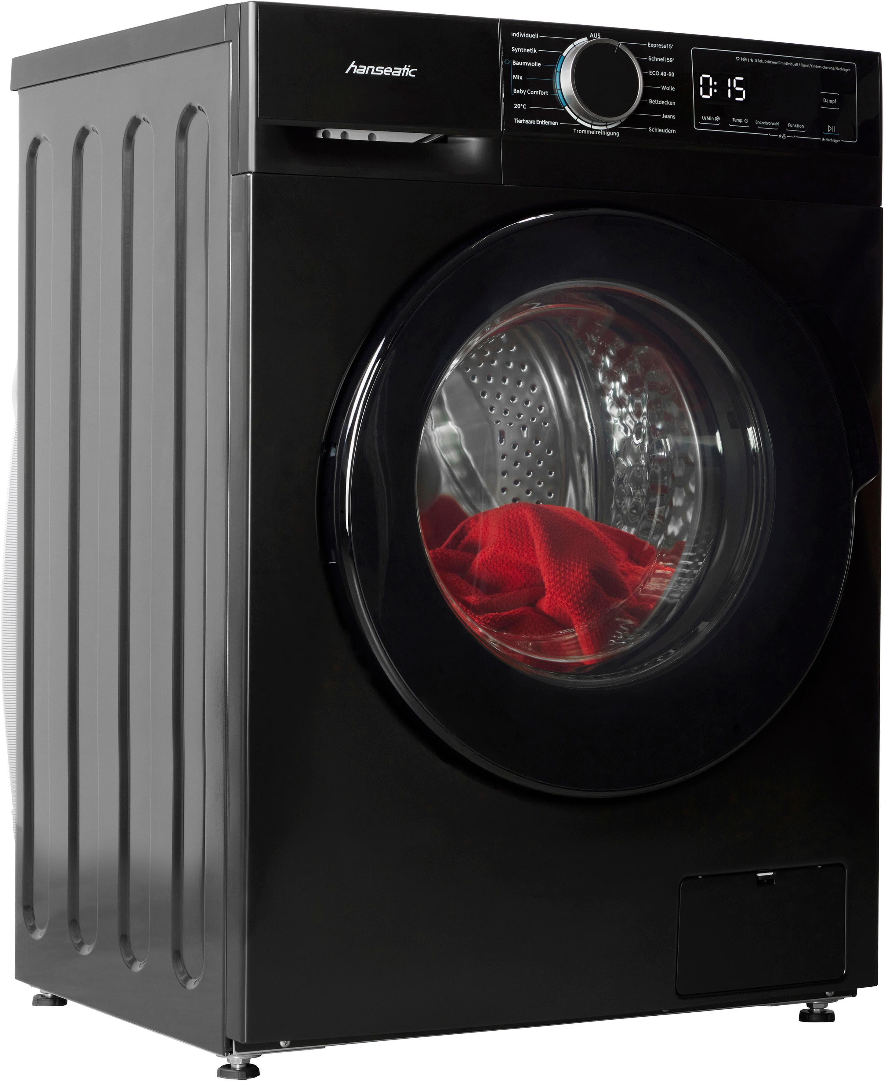 HANSEATIC Waschmaschine HWMA714ABI Frontlader 7 kg Schwarz