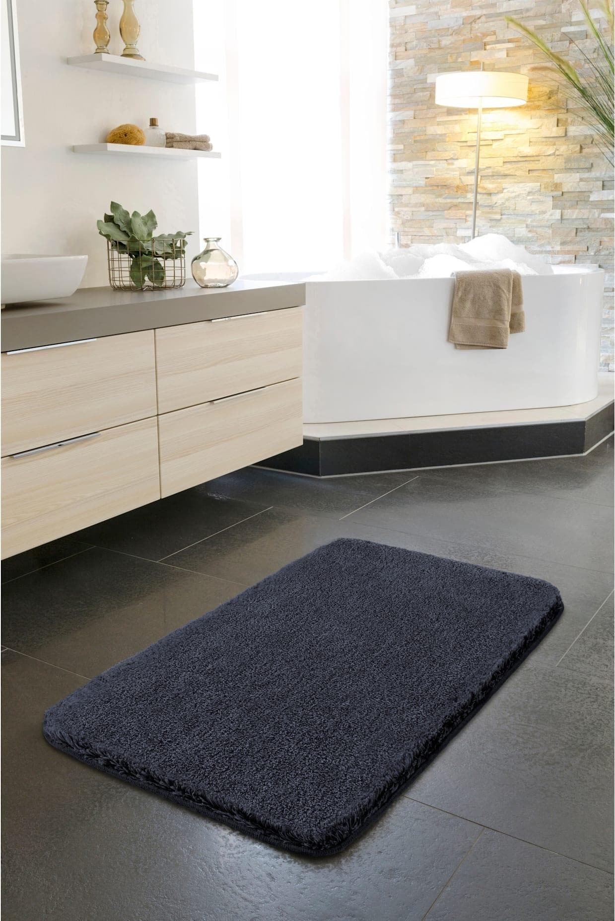 Grund Badematte Melange: Luxuriöser Polyacryl Badteppich mit Dichtem Flor