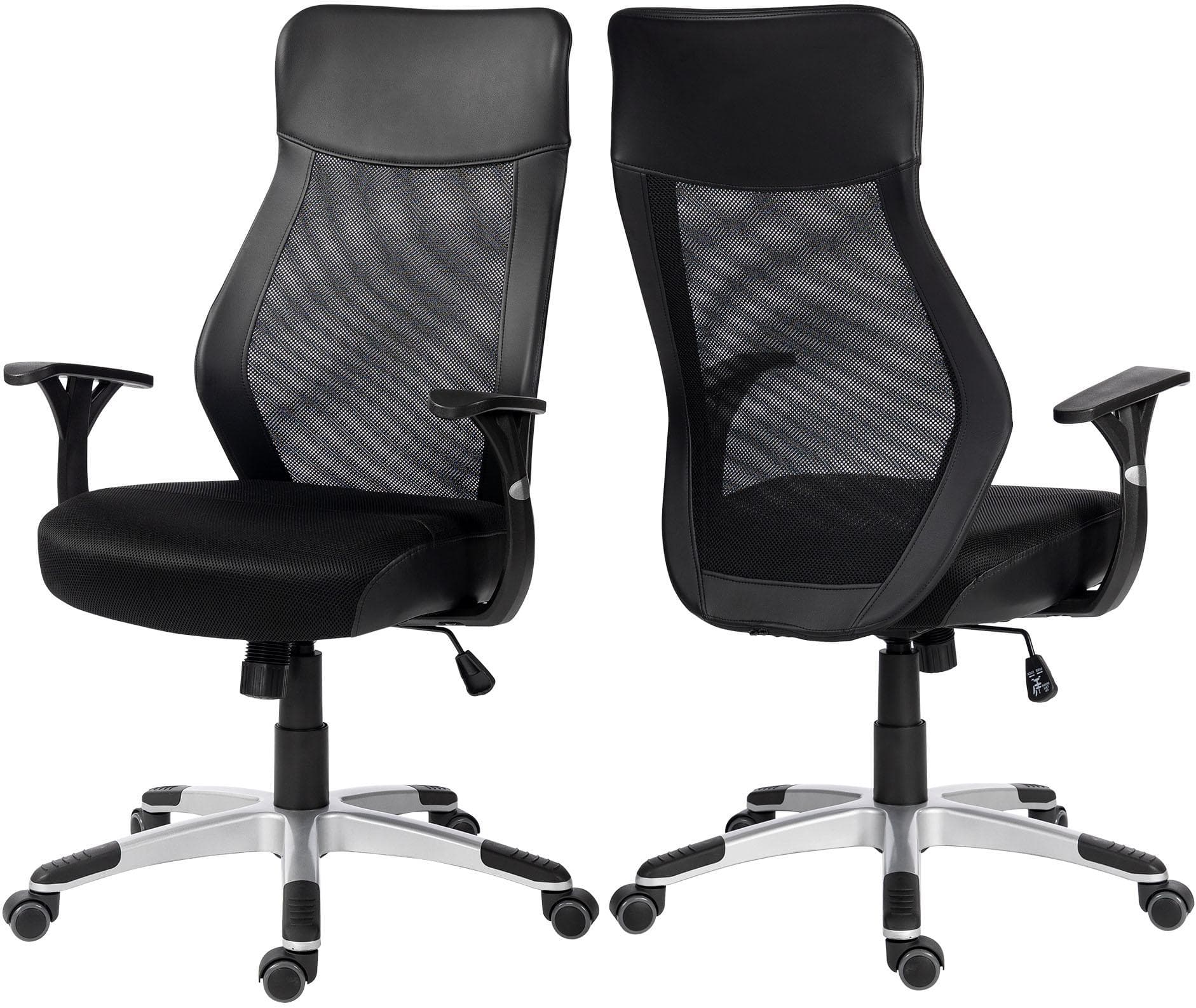 Duo Collection Chefsessel Niko: Moderner Bürostuhl mit S-Form Rückenlehne und Hartbodenrollen