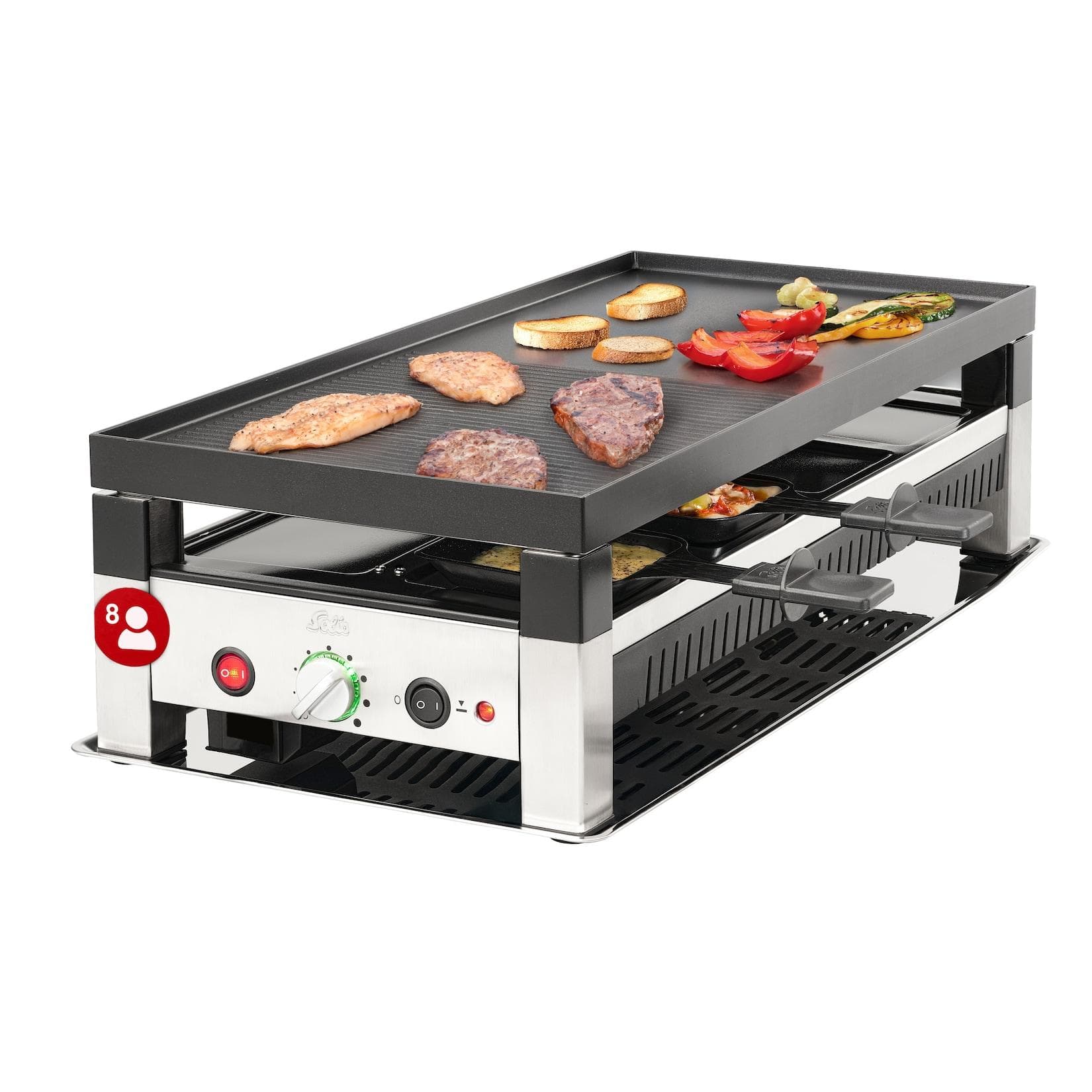 Solis 4 in 1 Tischgrill für 8 Personen Typ 791 Raclette Pizza