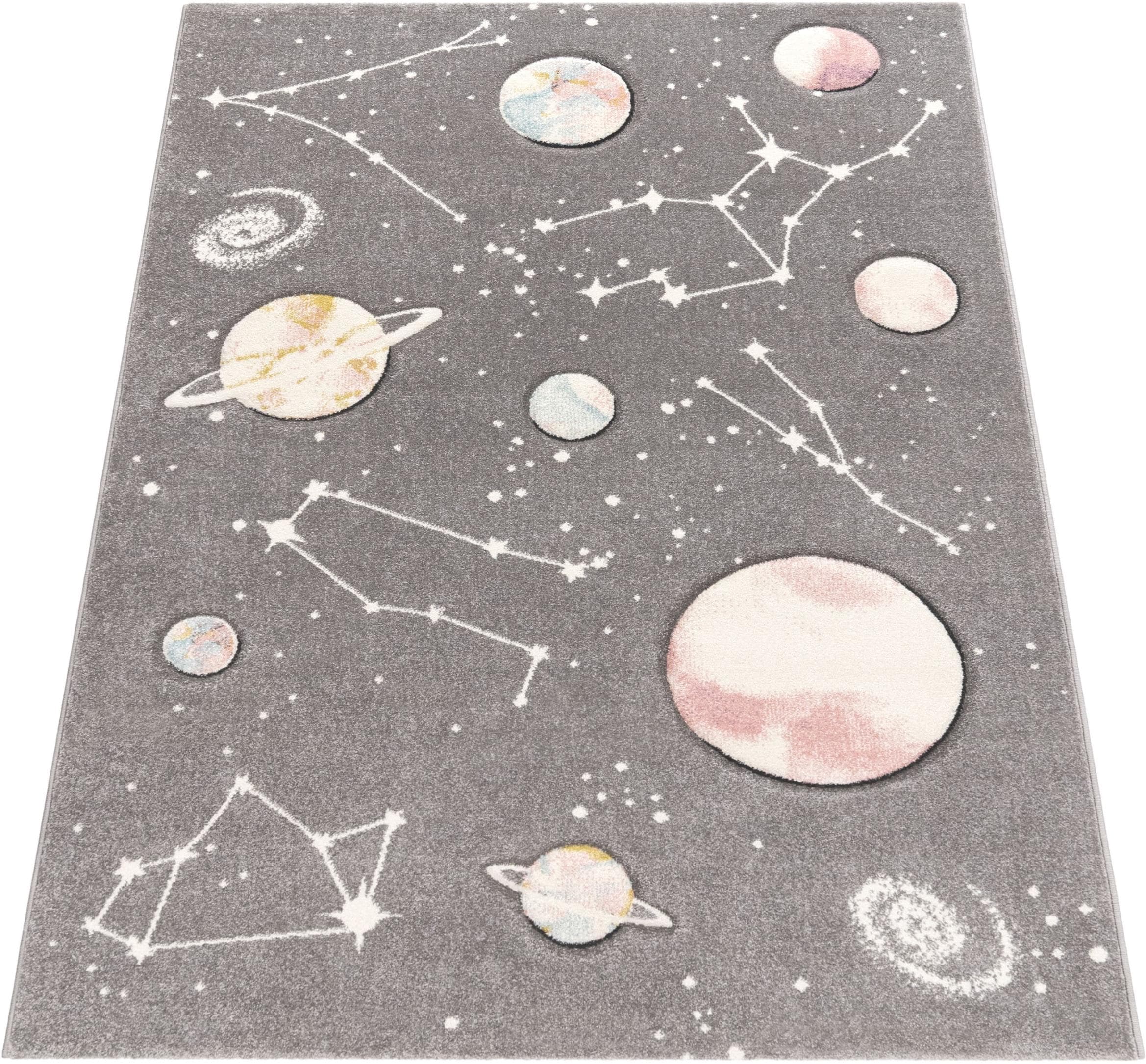 Paco Home Kinderteppich Cosmo 3D Weltraum Design für Kinderzimmer