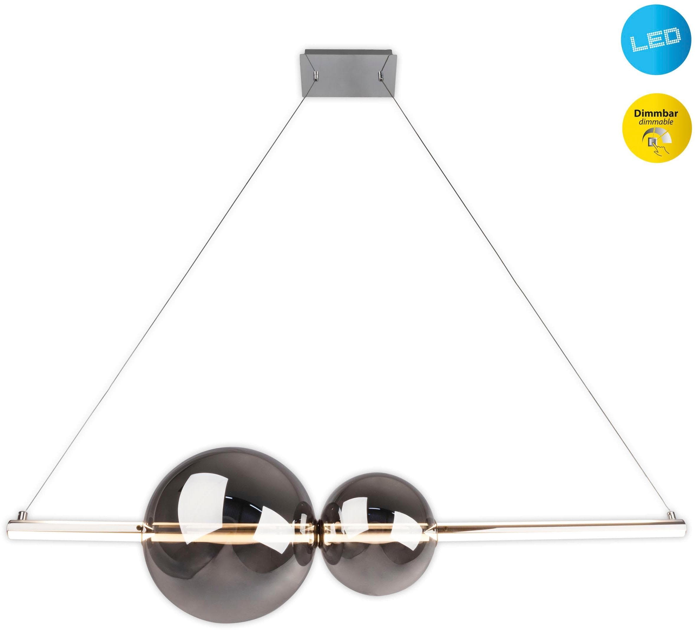 NÄVE LED Pendelleuchte NOVA Chrom/Smoky 150 cm Dimmbar