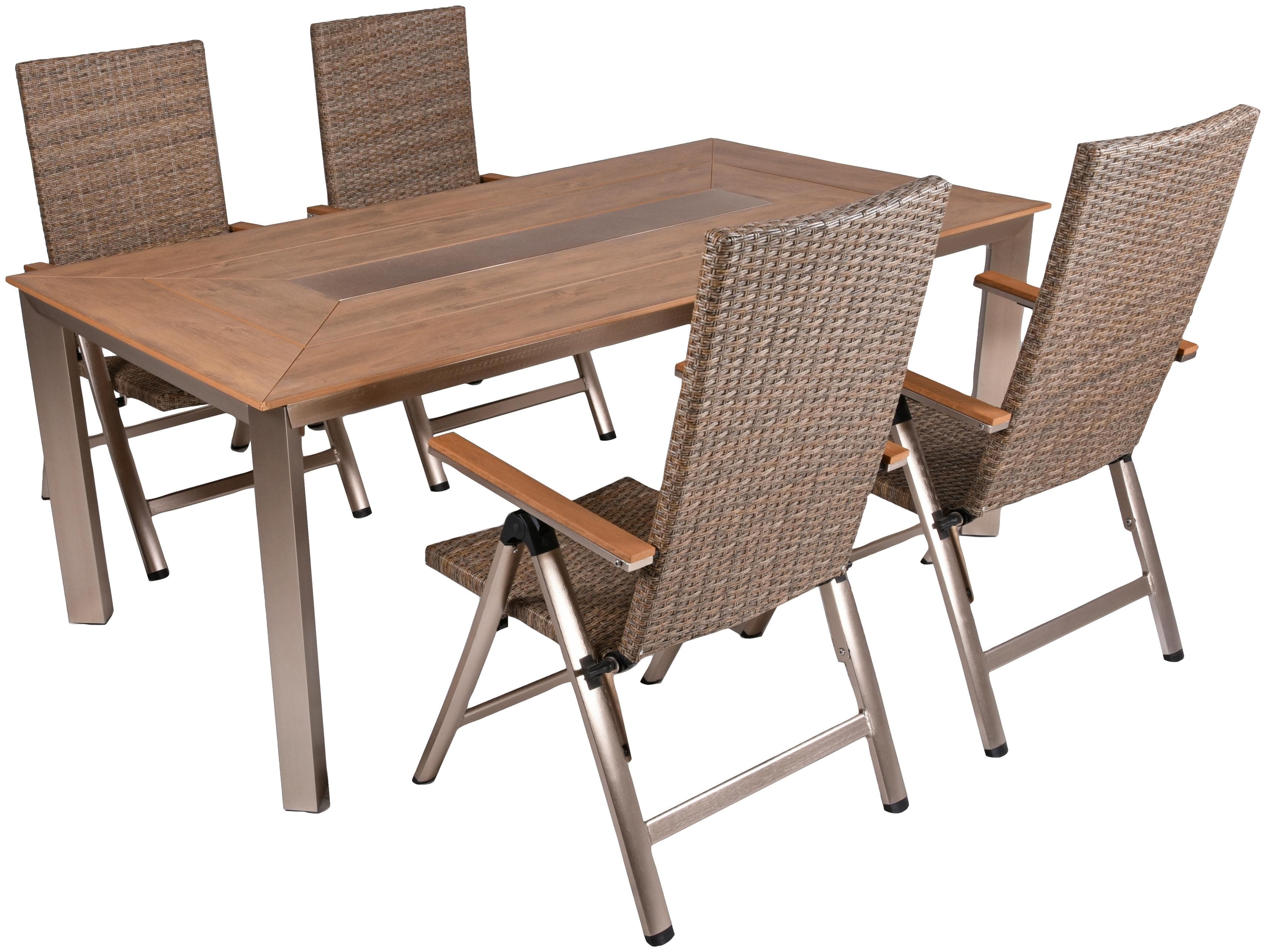 Garden Pleasure Garten-Essgruppe FLORENCE 5-tlg. Beige Braun