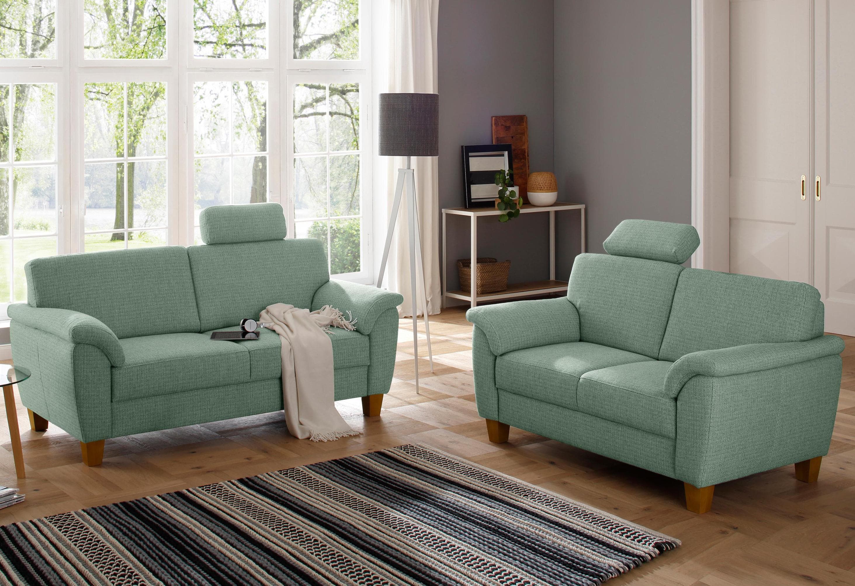 Polstergarnitur Set mit Federkern und Kontrastnaht