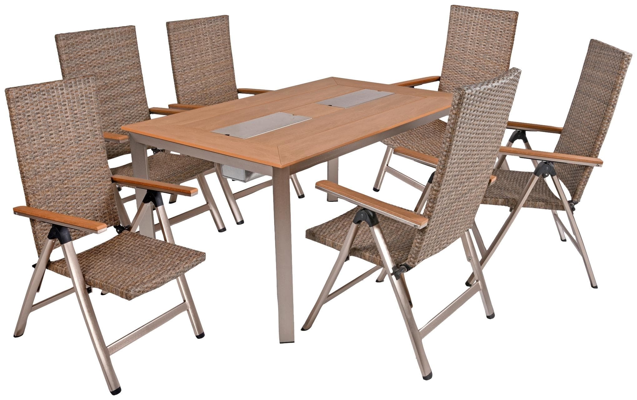 Garten-Essgruppe FLORENCE 7-tlg. Beige Braun Aluminium