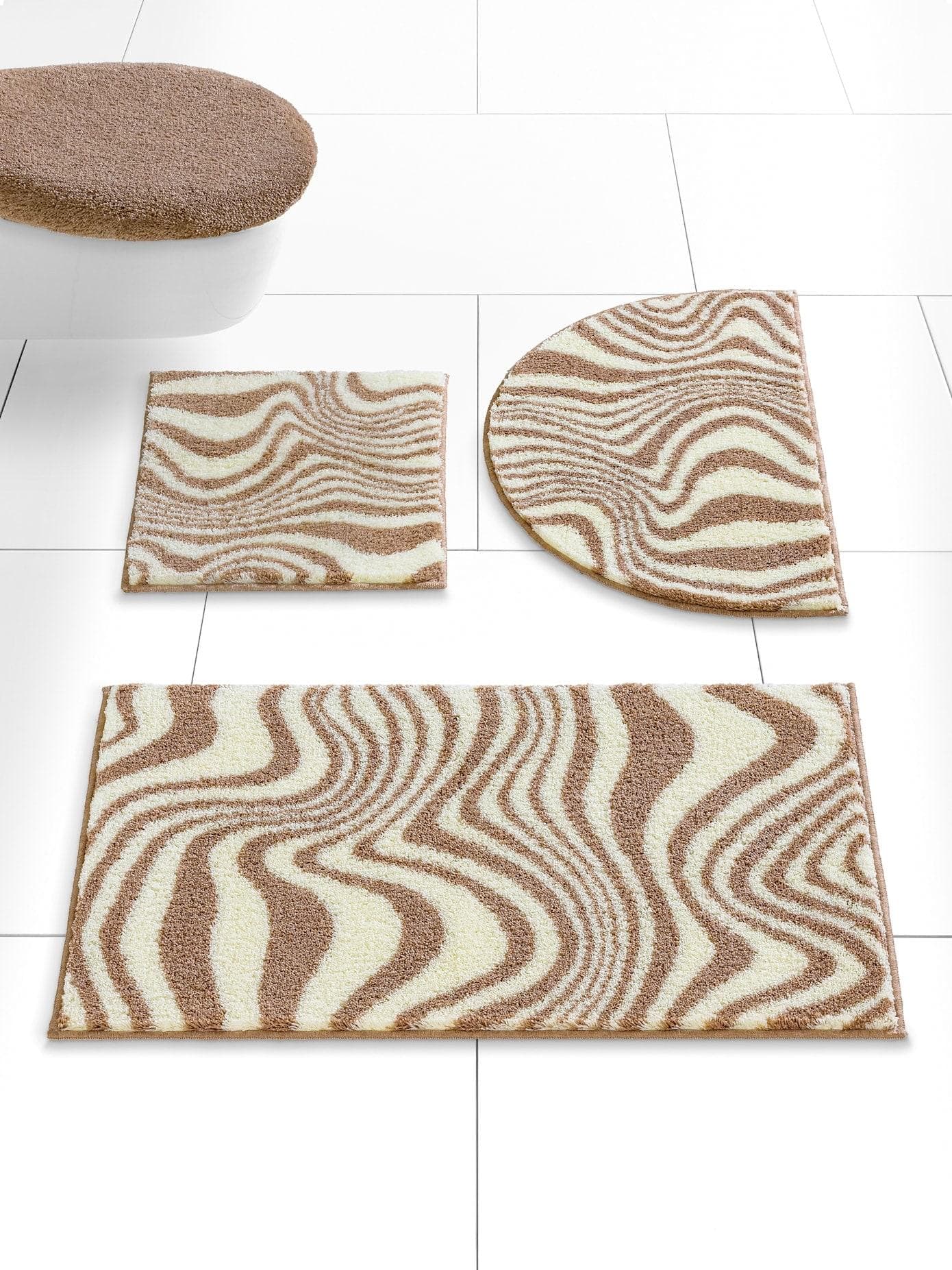 Badematte GRUND Gr. 3 Taupe-Ecru Wellen-Dessin