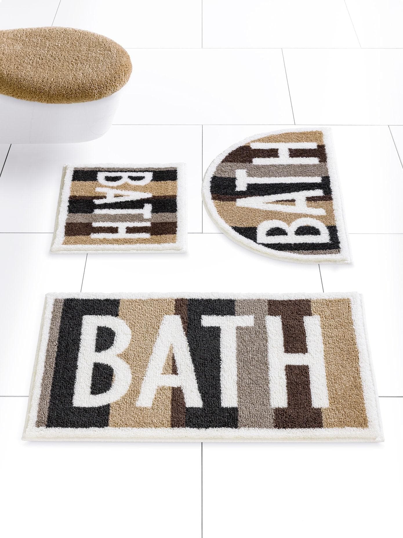 Badematte GRUND Grau-Taupe Streifen-Dessin