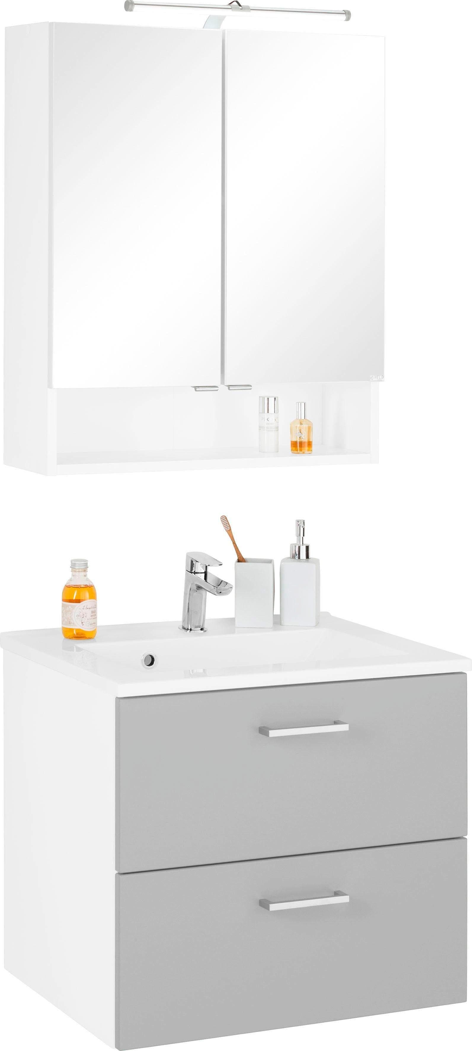 Modernes Badmöbel-Set mit Spiegelschrank und Waschtisch