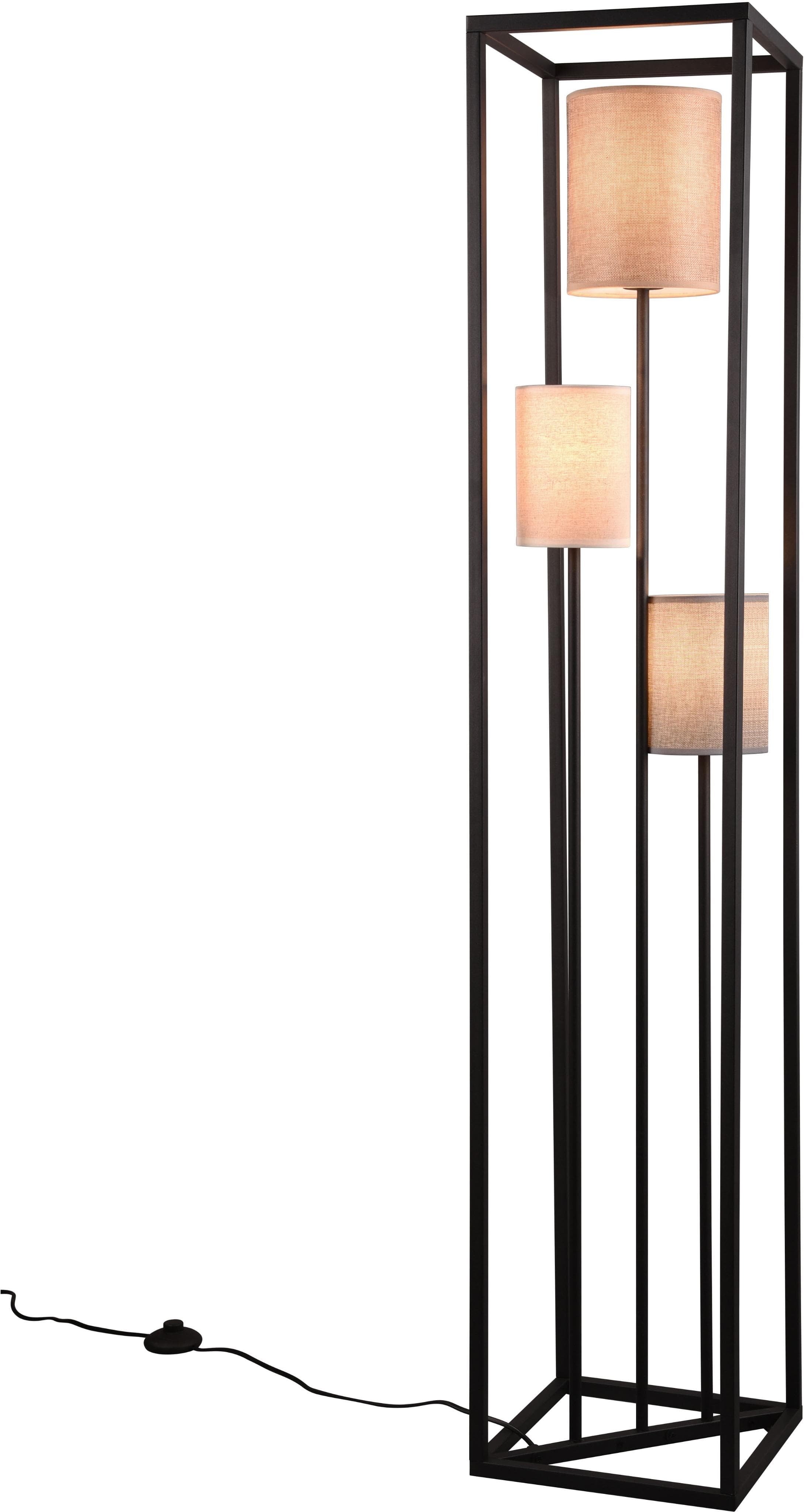 Trio Leuchten Stehlampe Ross: Exklusive 3-Flammige Stehleuchte mit Stoffschirmen und Fußschalter