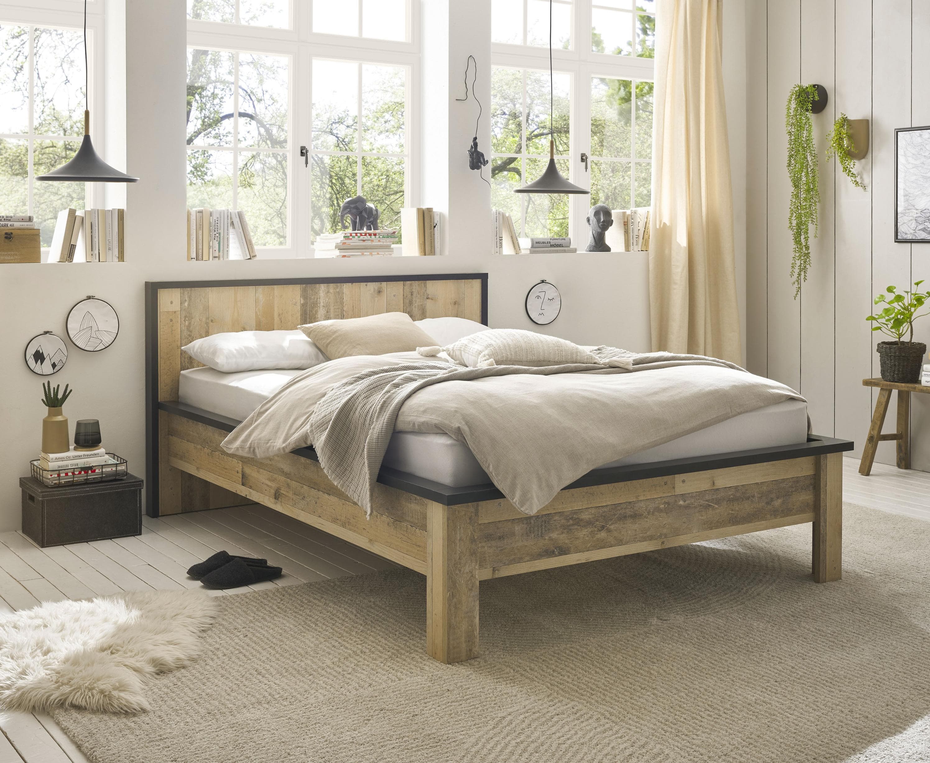 Home Affaire Einzelbett SHERWOOD braun Landhausstil