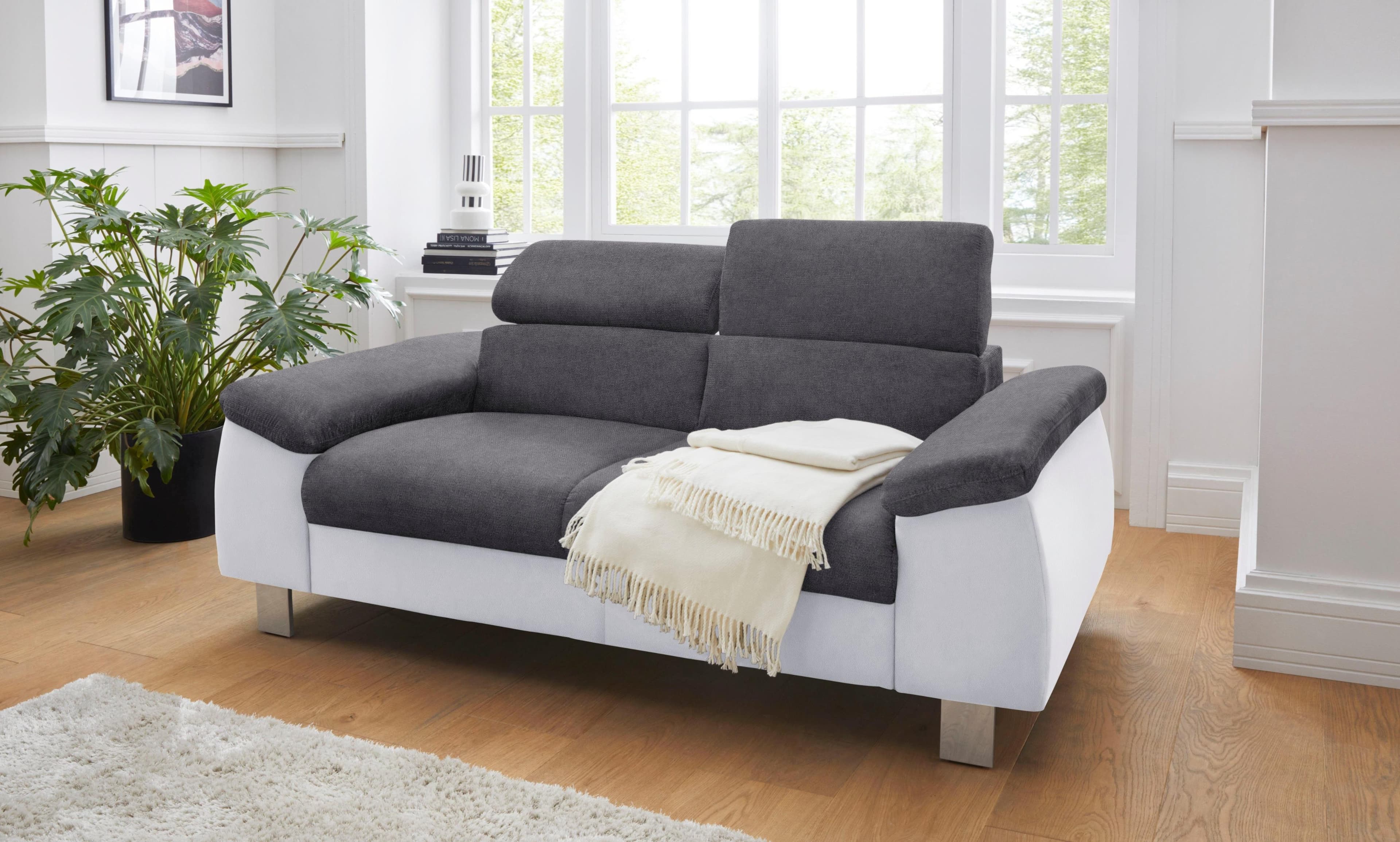 Polstergarnitur COTTA Komaris 2er-Sofa & Hocker weiß