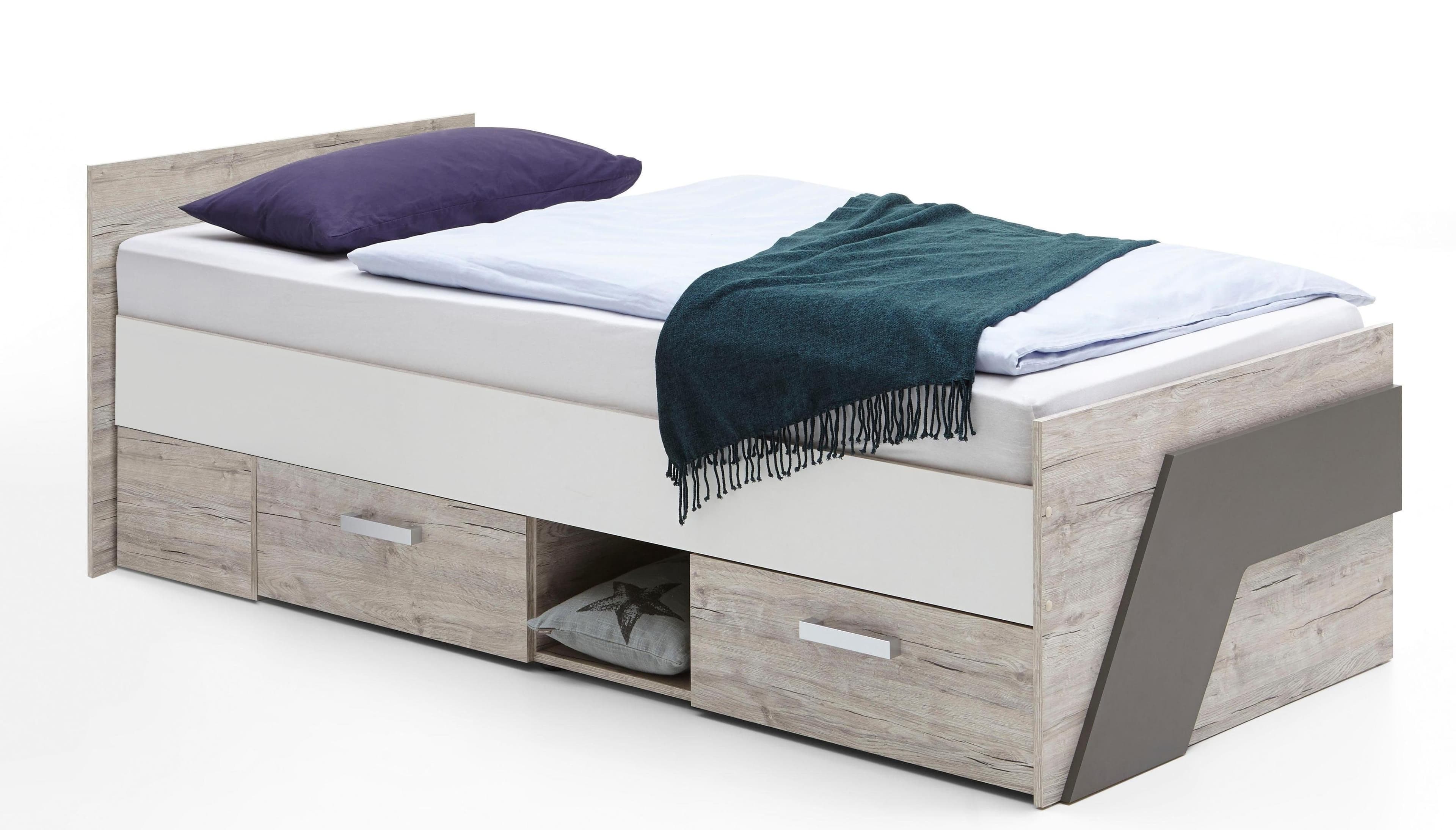 FMD Funktionsbett Nona mit Stauraum - Modernes Design in Trendfarben
