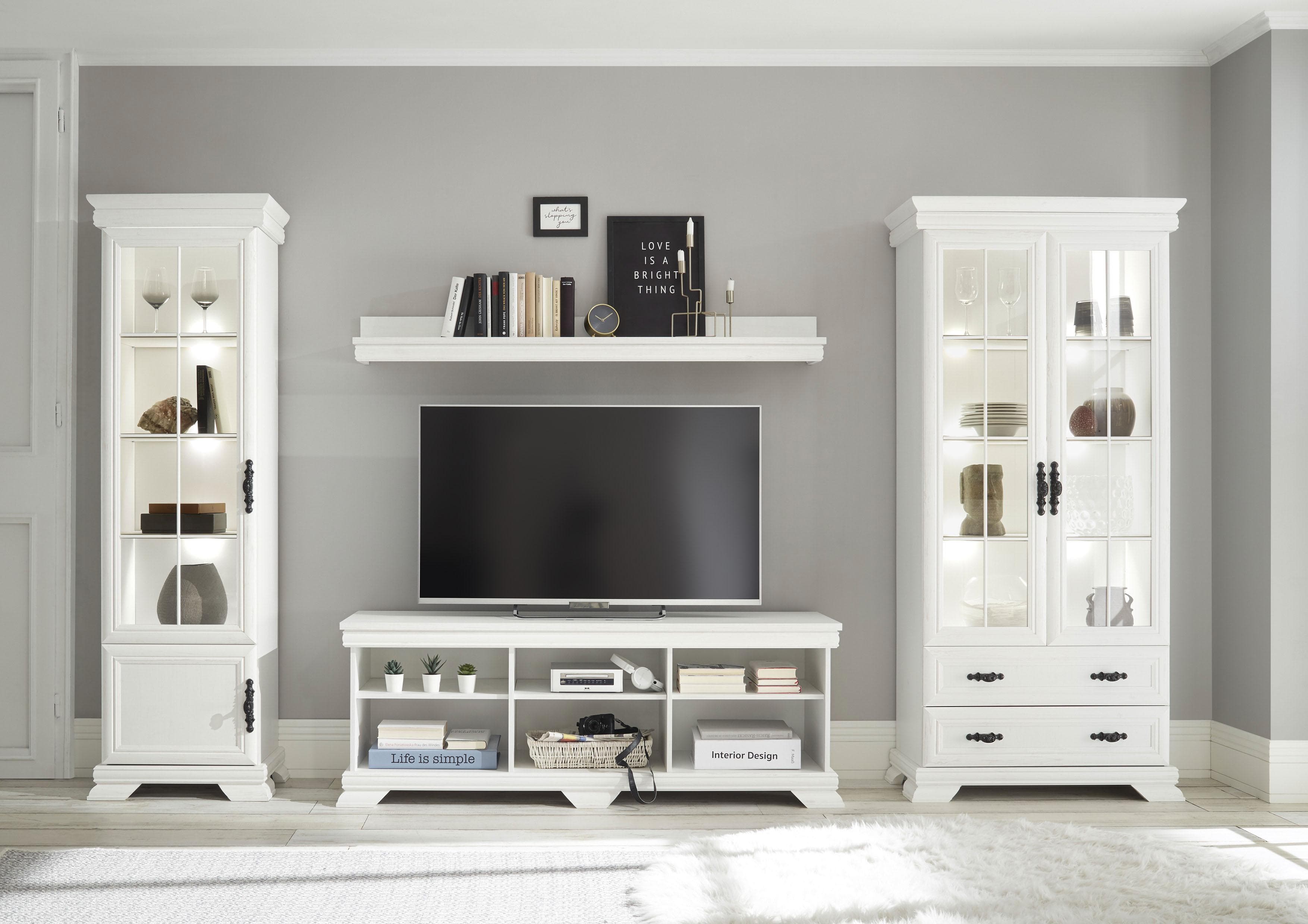 4-teiliges Wohnzimmersystem mit Vitrinen, Lowboard und Wandregal