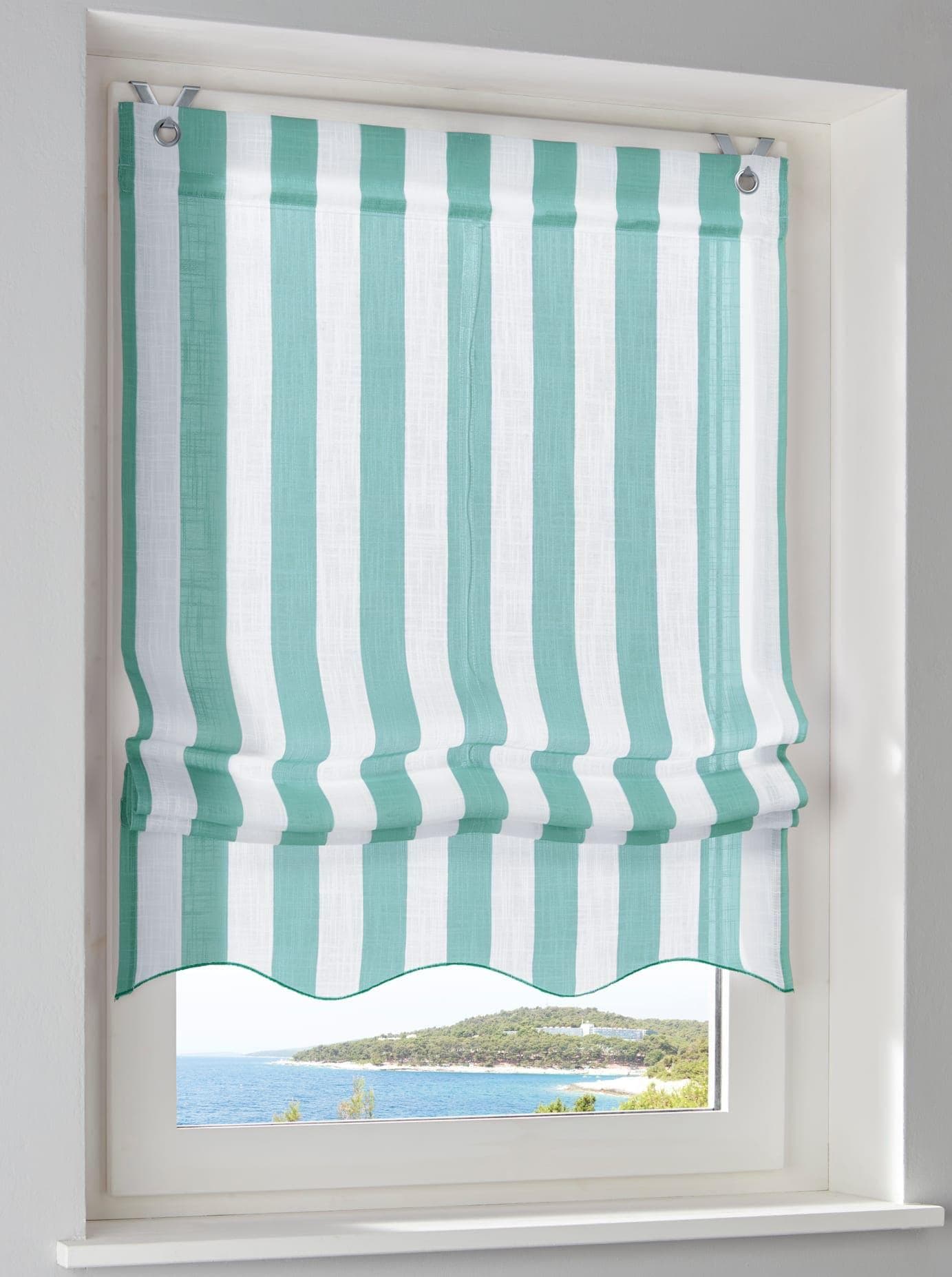 Raffrollo HEINE HOME Gr. 3 Salbei/Weiß Streifenmuster