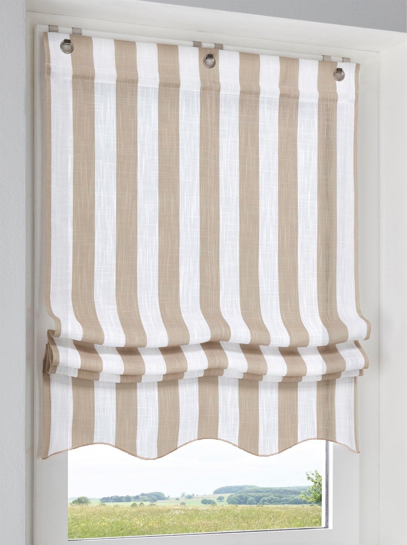 Raffrollo HEINE HOME Gr. 5 Sand-Weiß Streifenmuster