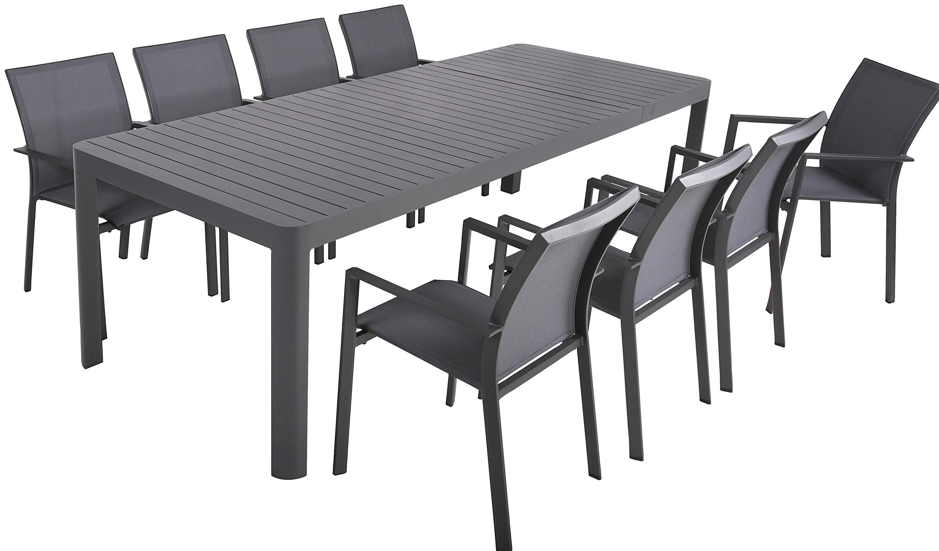 Ausziehbare 9-teilige Essgruppe für Garten mit Tisch