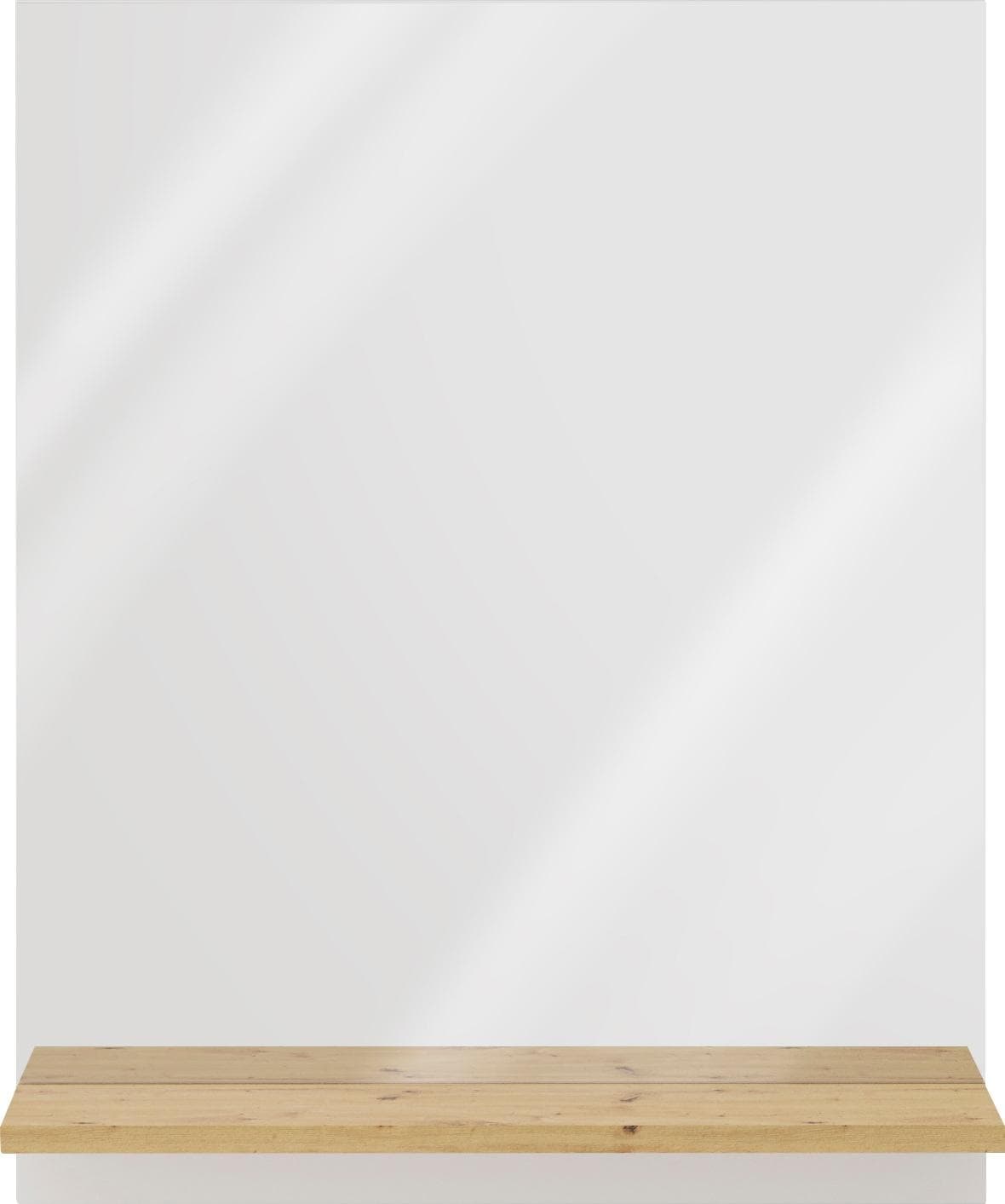 FMD Garderobenspiegel Belm Weiß mit Holzoptik-Ablage