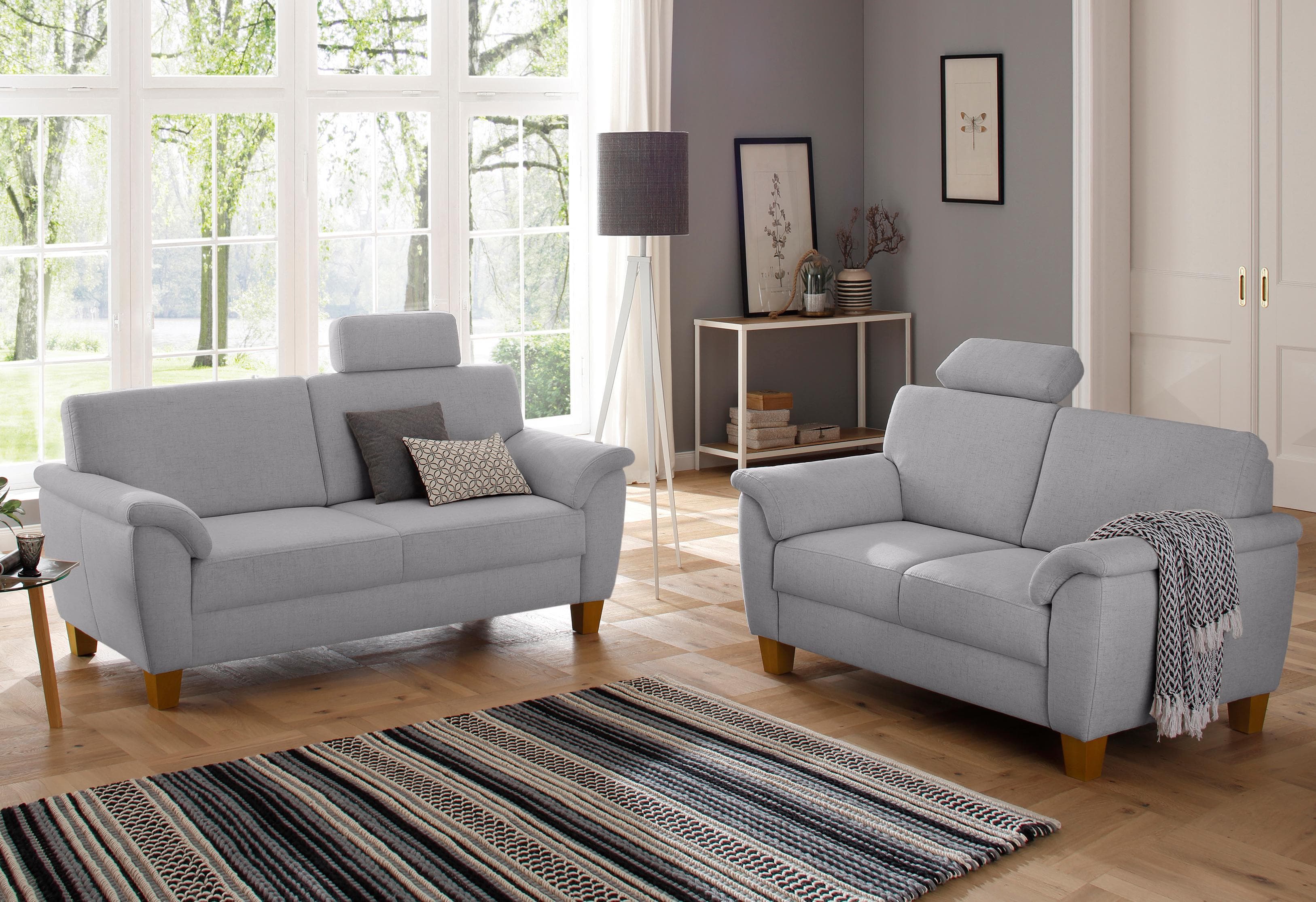 Polstergarnitur Set mit Federkern und Kontrastnaht