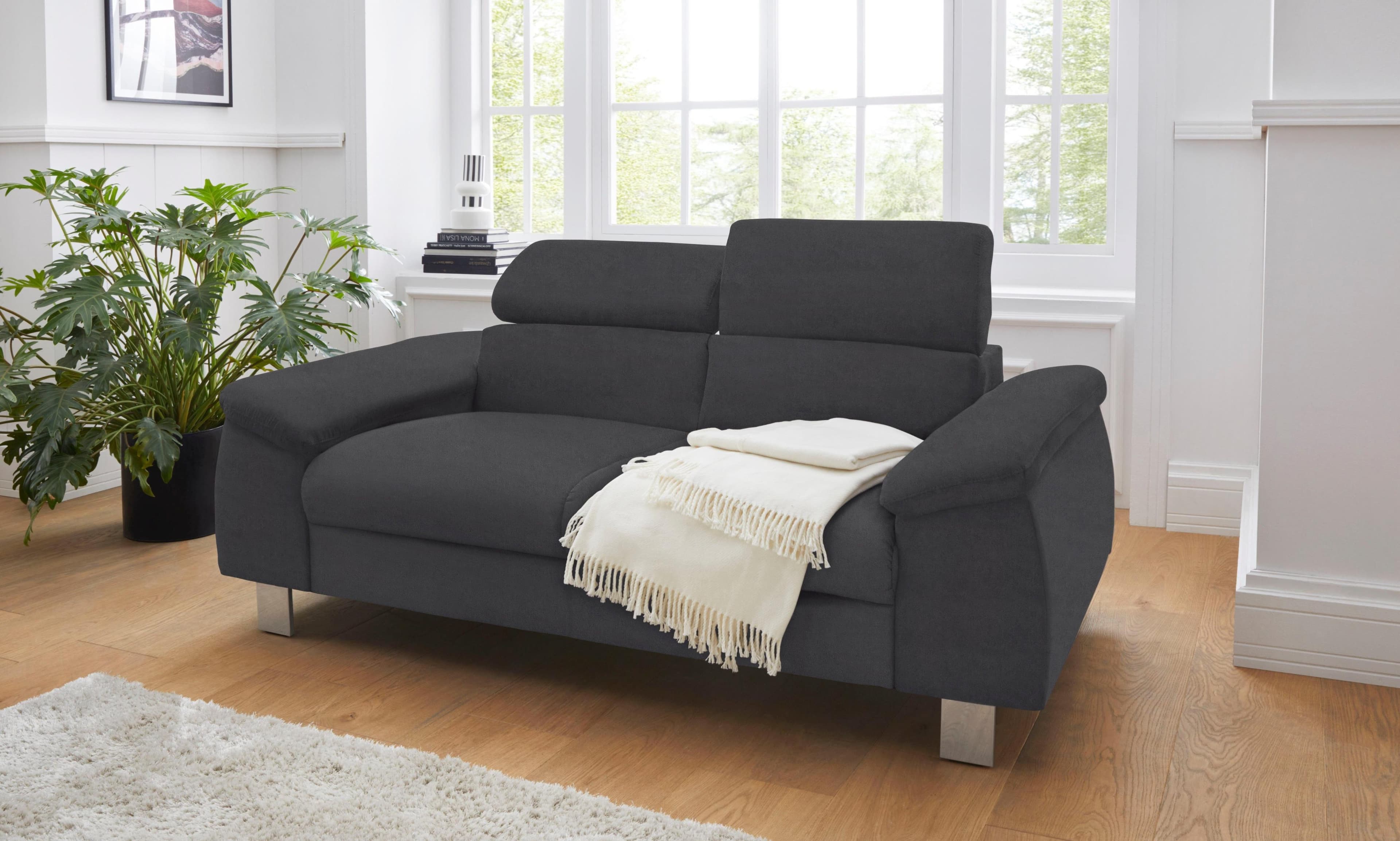 Polstergarnitur COTTA Komaris - 2er-Sofa & Hocker, braun