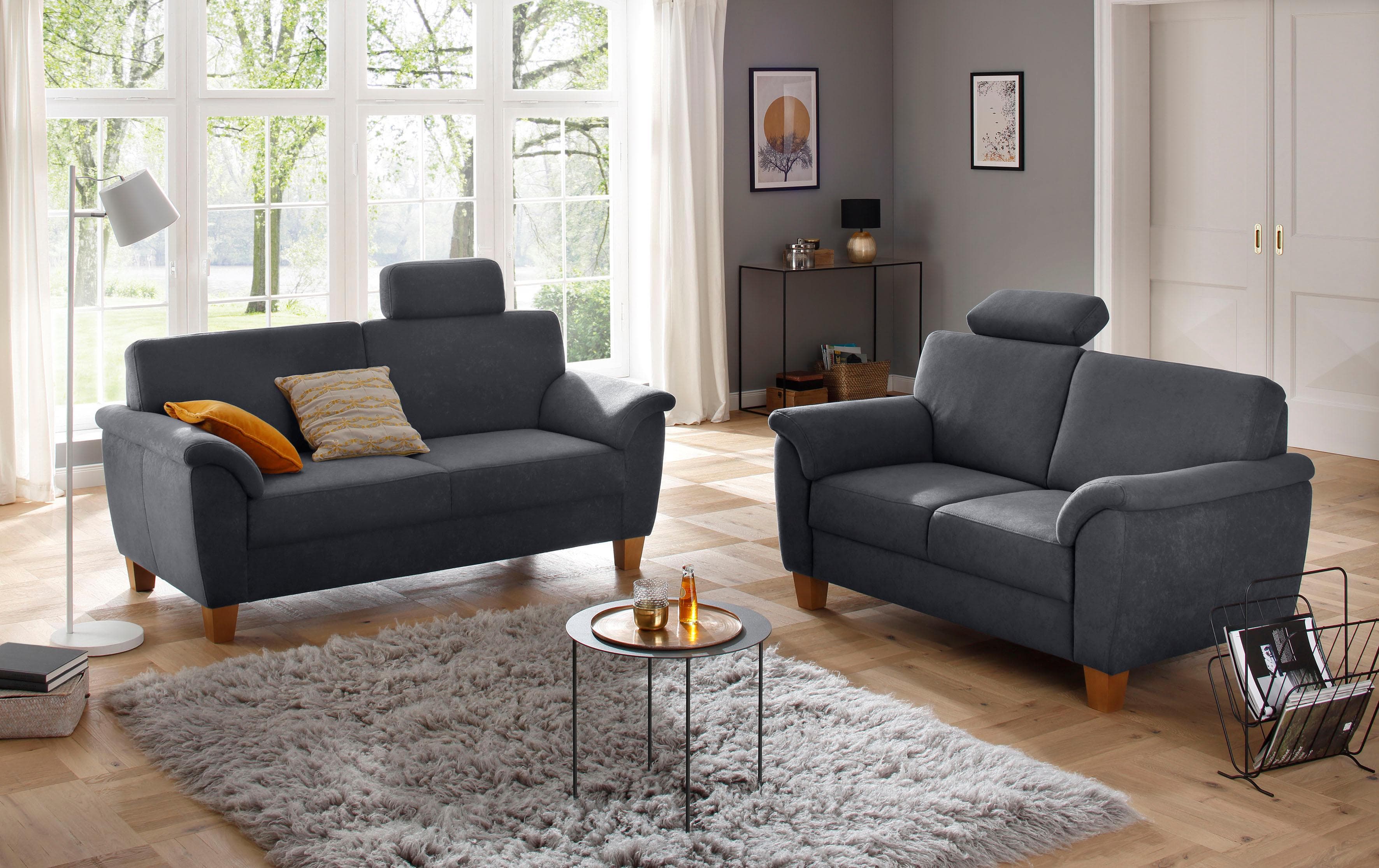 Polstergarnitur Set mit Federkern und Kontrastnaht