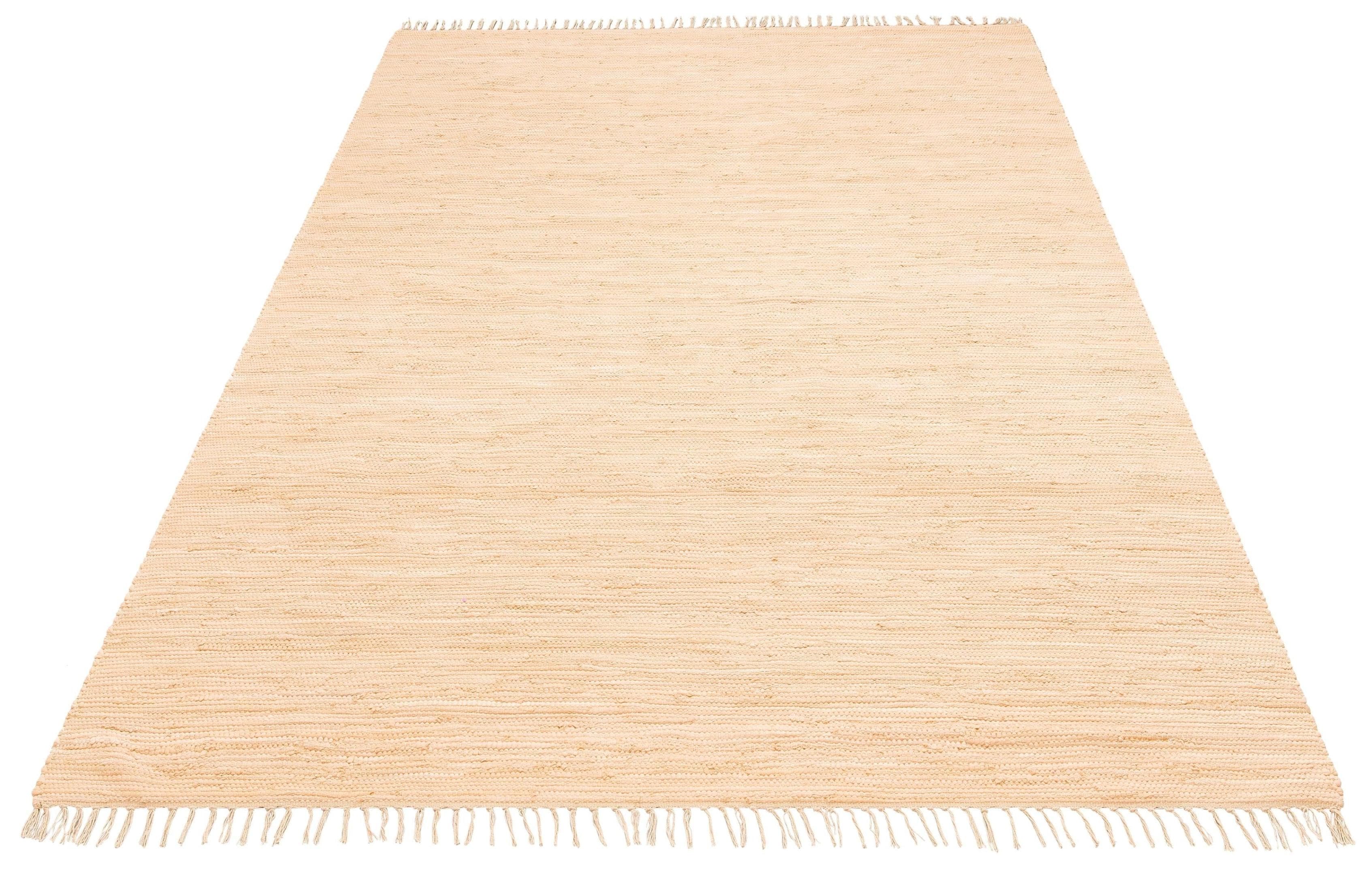 Lüttenhütt Paul Handgewebter Baumwollteppich - Wendeteppich mit Fransen