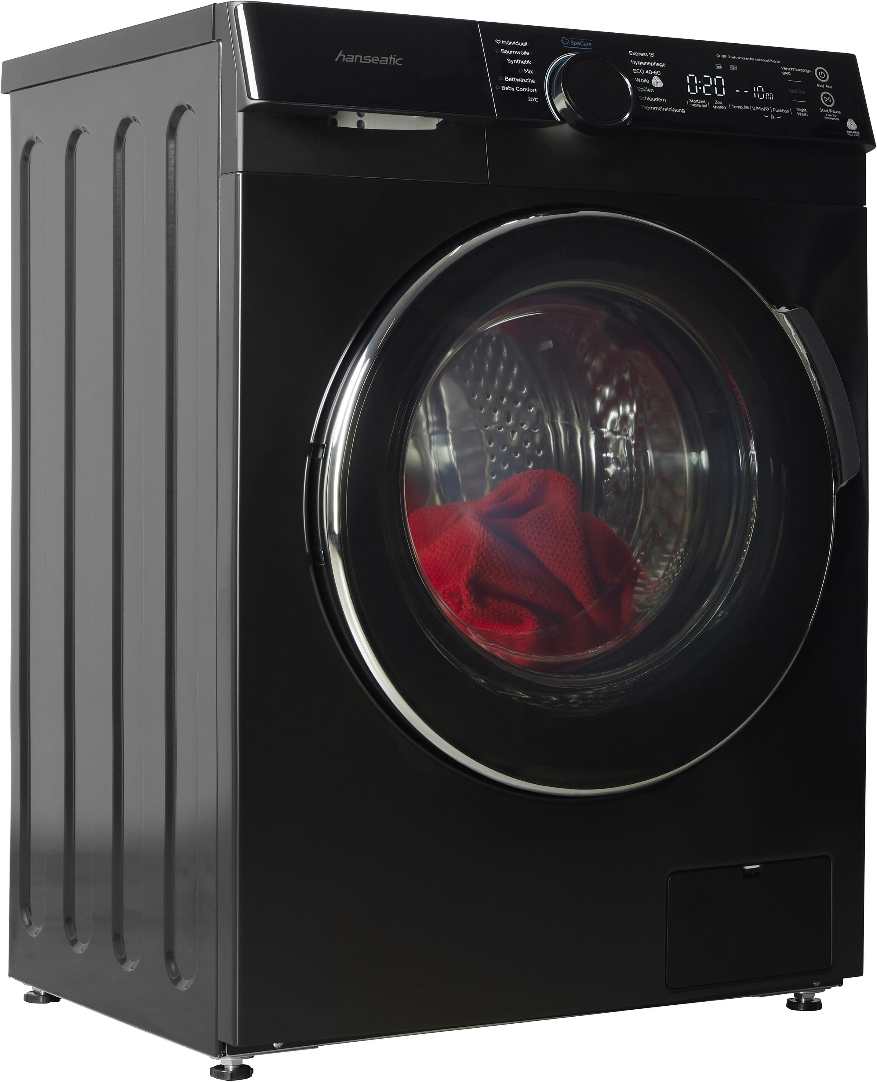 HANSEATIC Waschmaschine HWMK814A1BI Frontlader 8 kg Schwarz