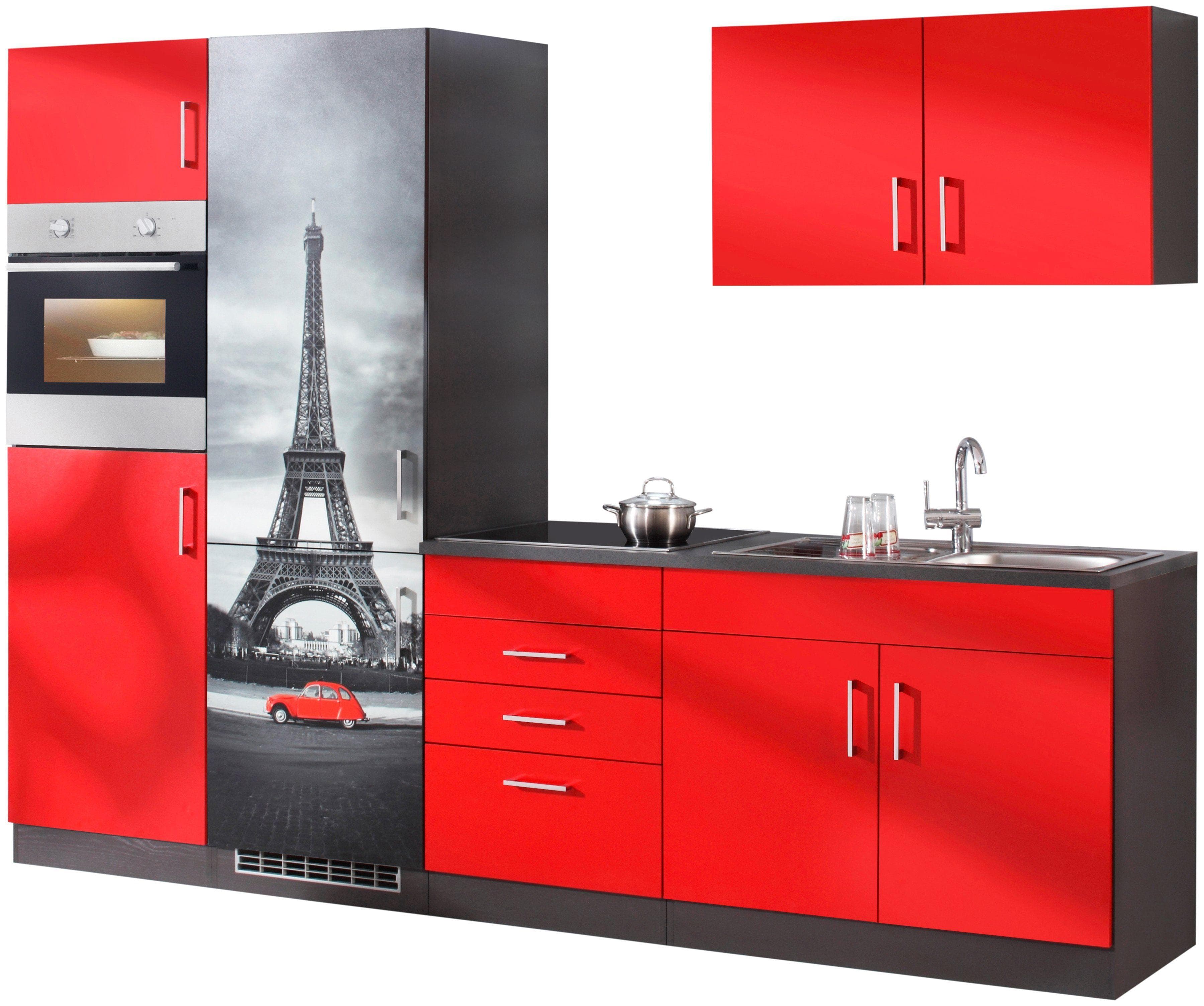 KOCHSTATION Küchenzeile KS-Paris: Modernes Design mit Digitaldruck-Motiven