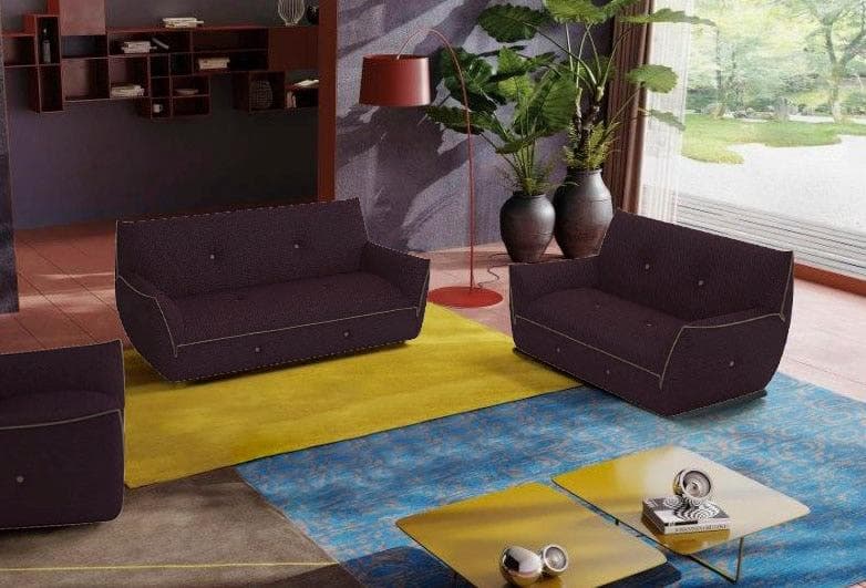 EGOITALIANO Yuki Polstergarnitur Rot/Grau mit Gurtunterfederung