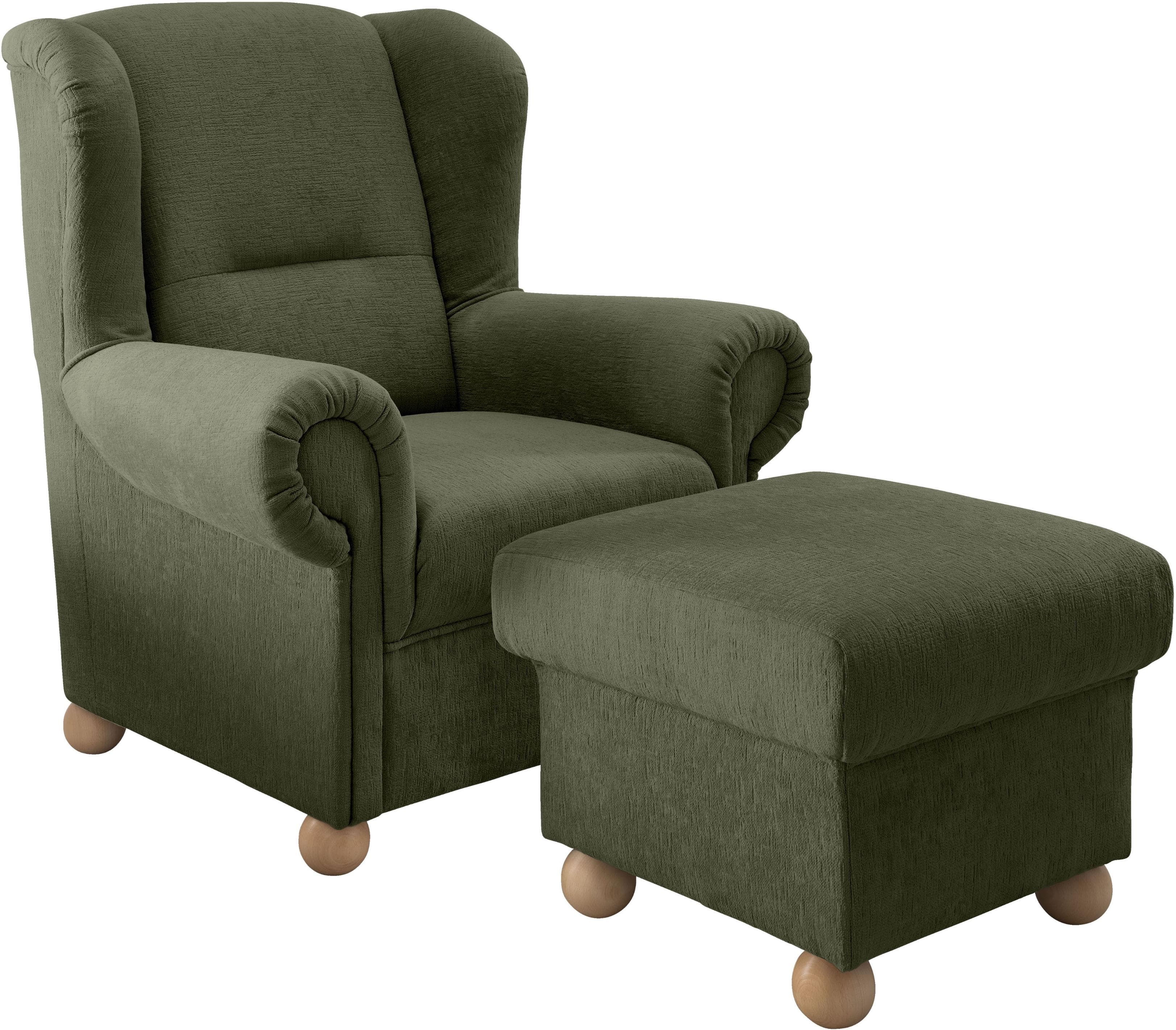 Polstergarnitur Torello Home Affaire grün Microfaser Sessel Hocker