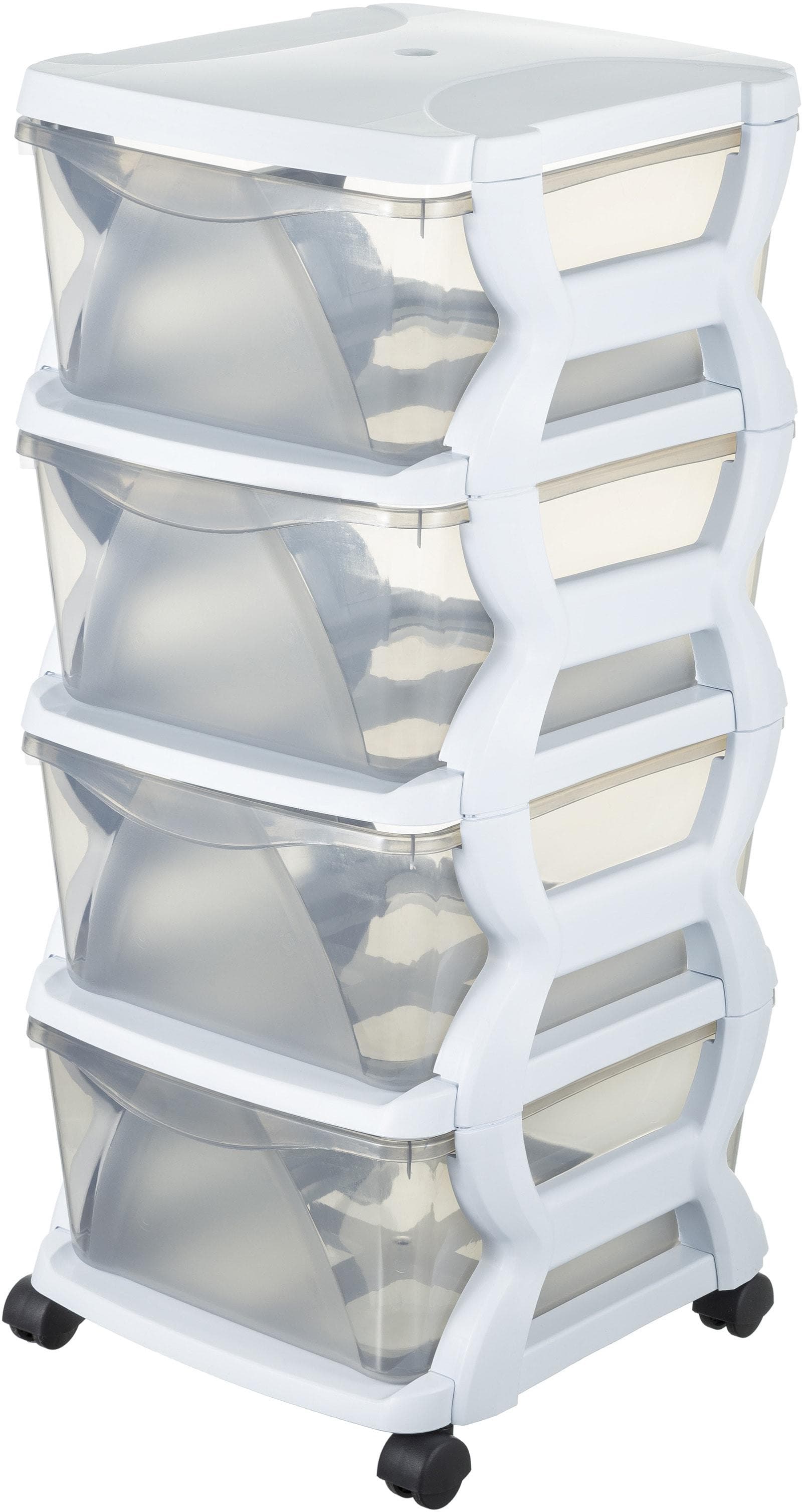 Bischof Bama Rollwagen Insieme Weiß mit 4 Aufbewahrungsboxen