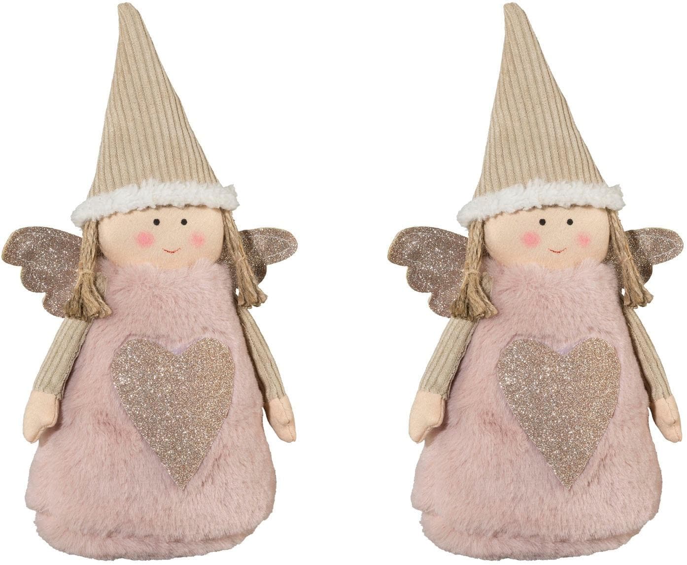 CREATIV HOME Engelfigur Rosa mit Glitzer Applikationen