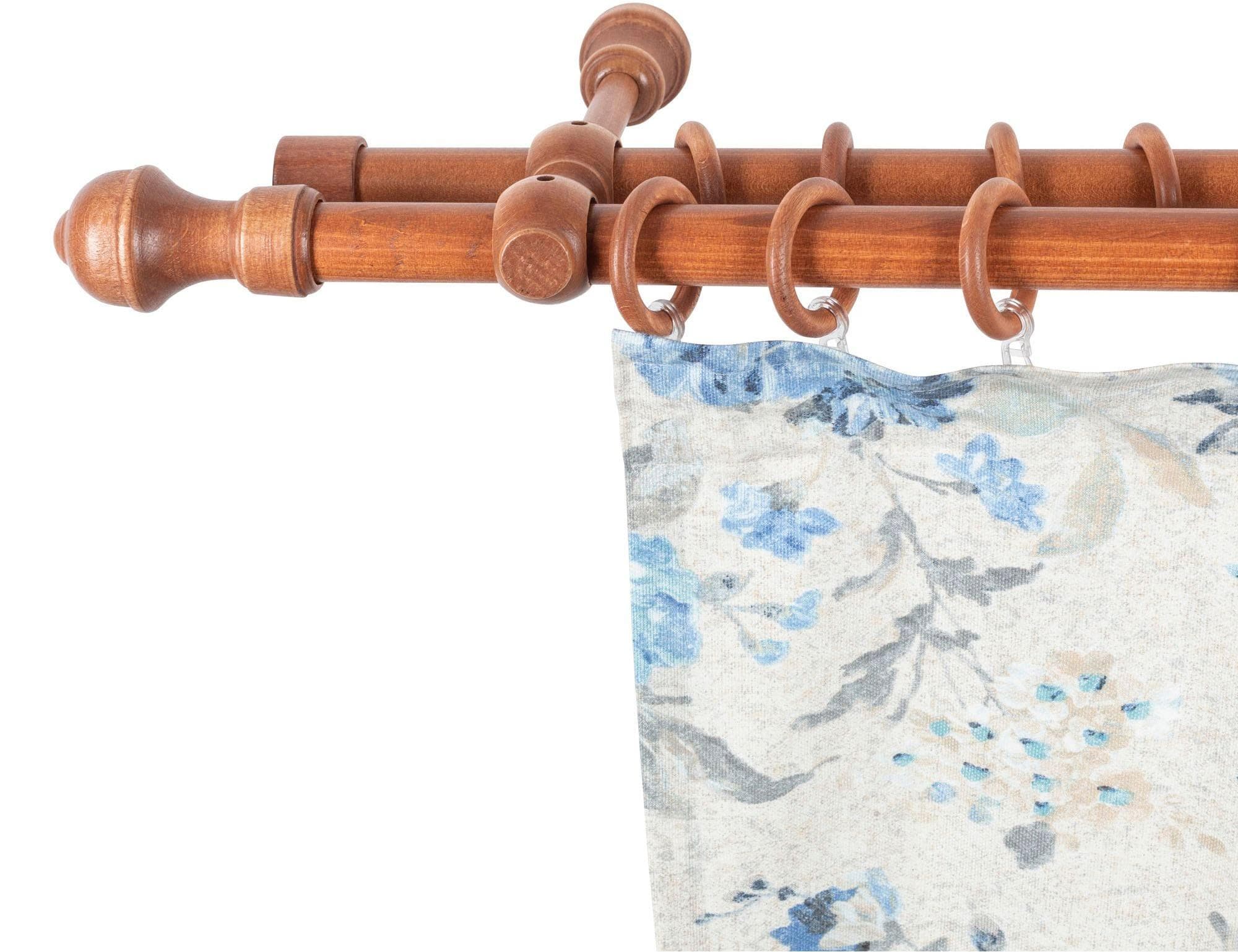 SN DECO GROUP Gardinenstange Ares 2-läufig Eichefarben Komplettset